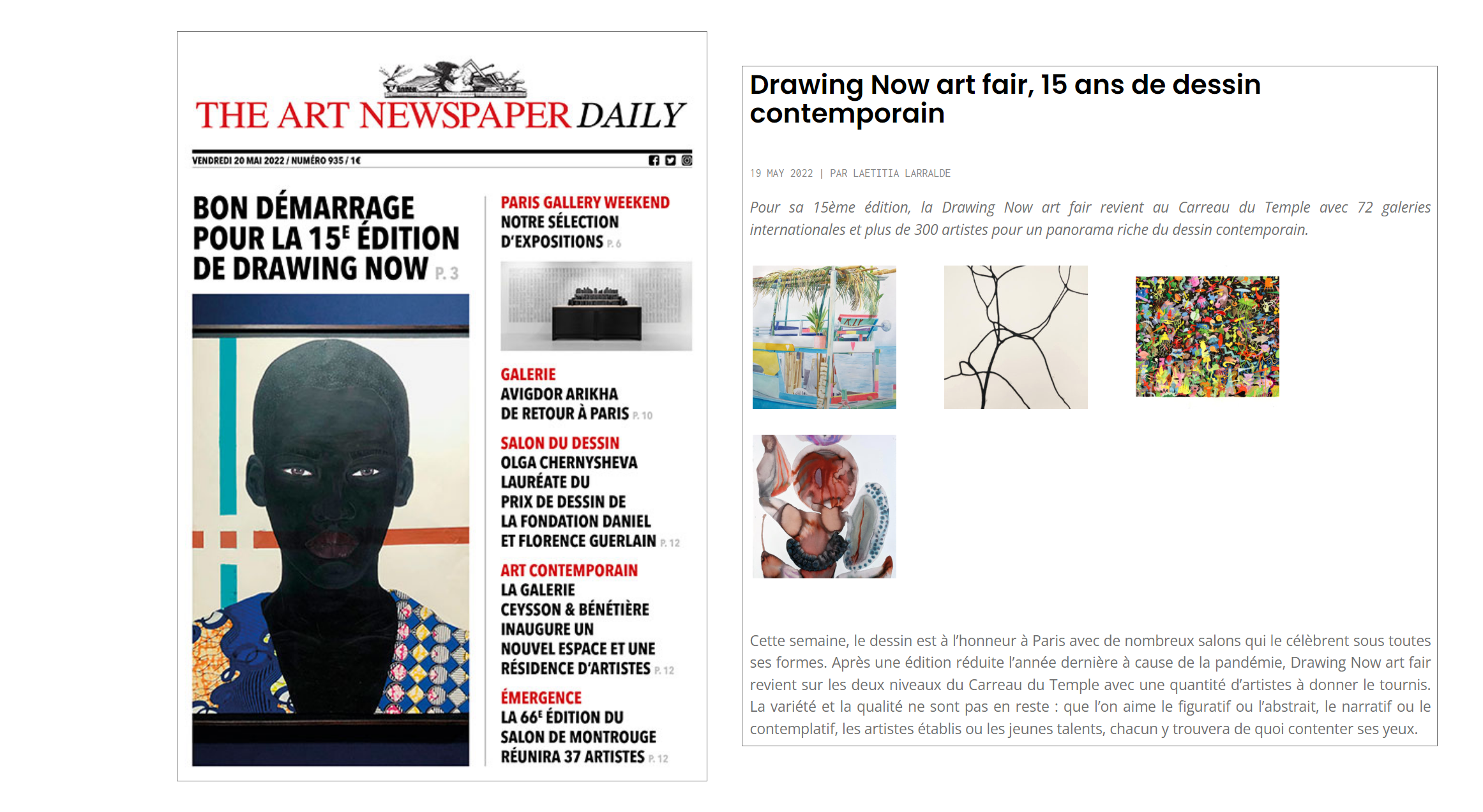Reviews: The Art Newspaper, Toute La Culture, Drawing Now, Paris, 2022