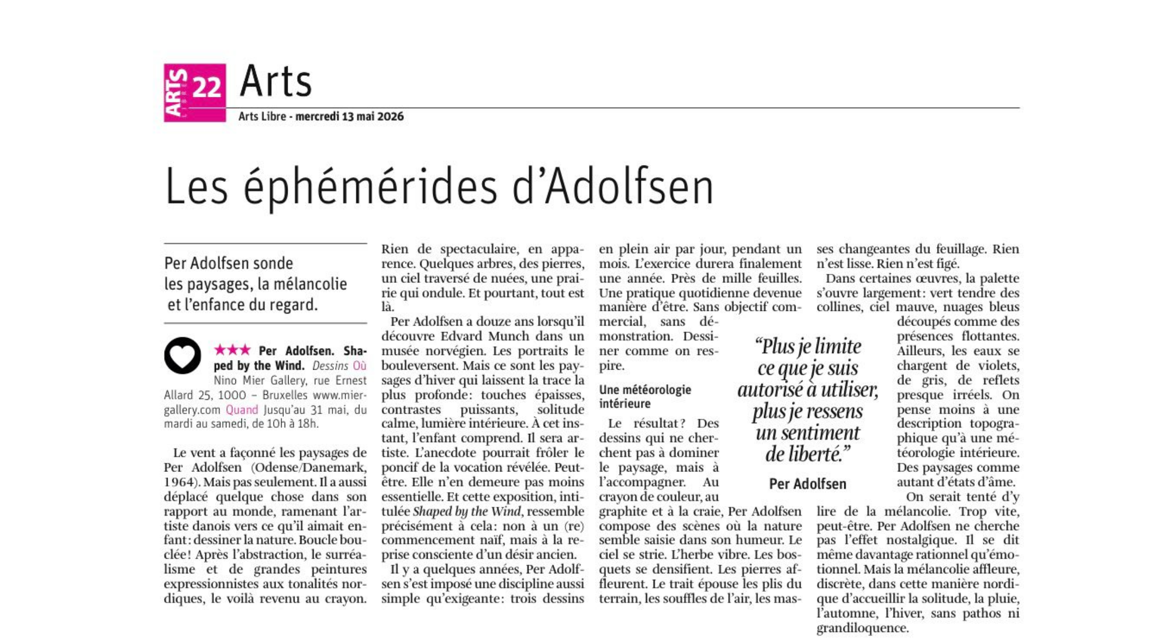 Article from newspaper La Libre, Belgium, May 2026