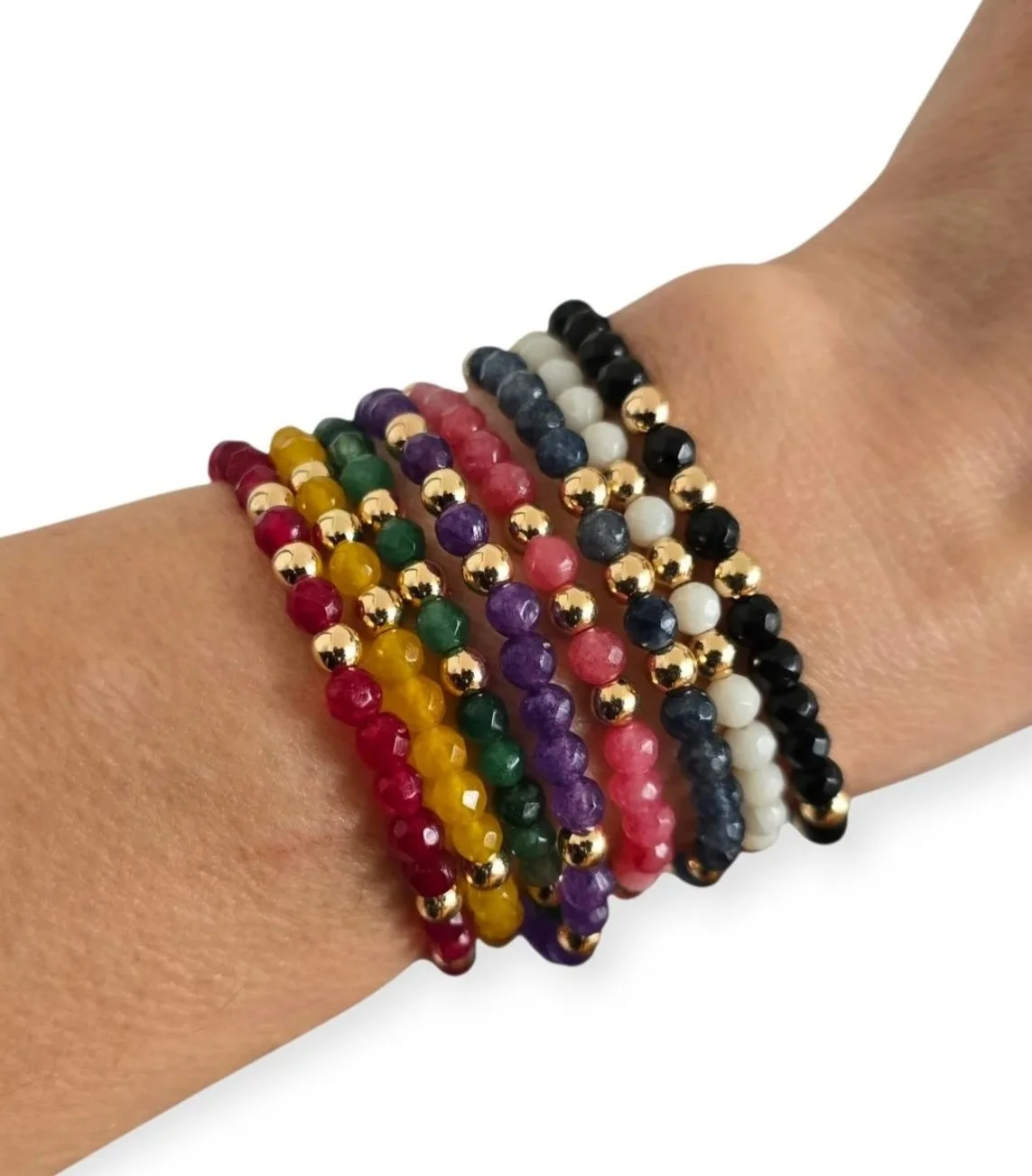 Color My Mood Bracelet – 4mm Jade & Hematite Stackable Gemstone Bracelet