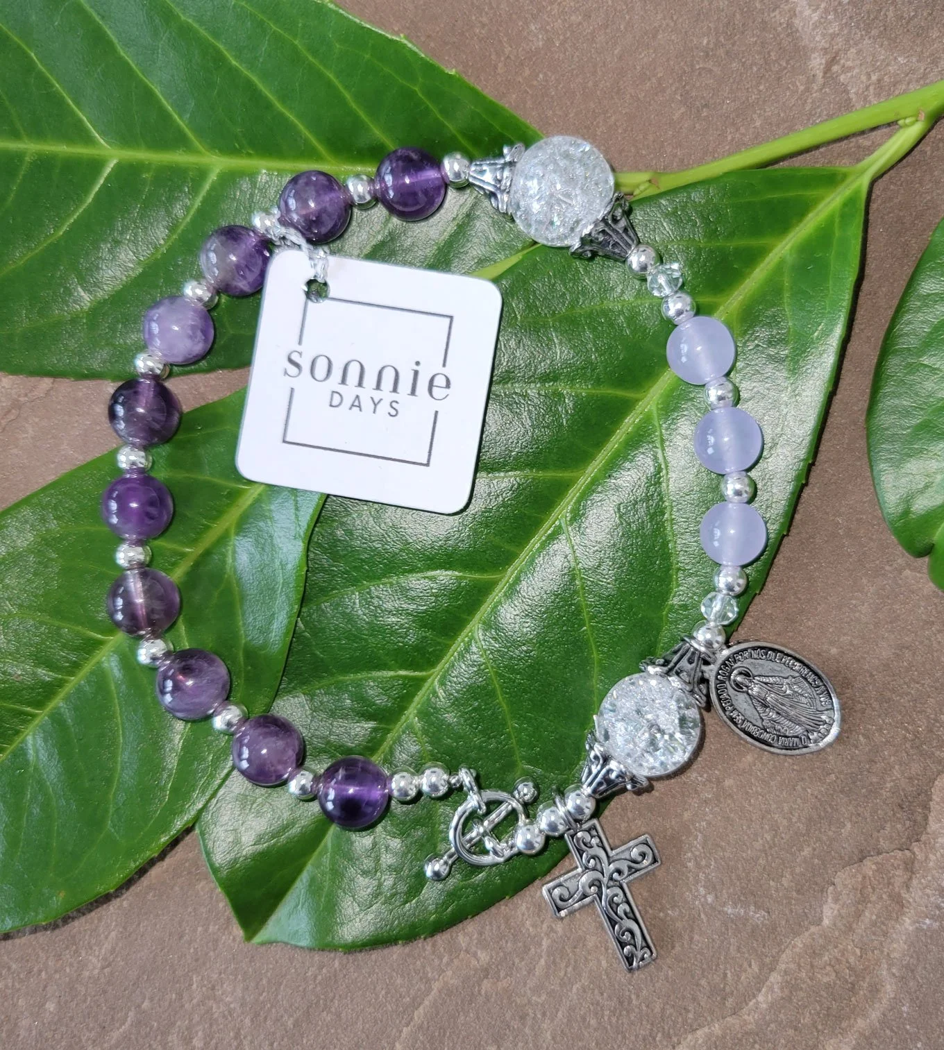 Lilac Palm Rosary & Bracelet
