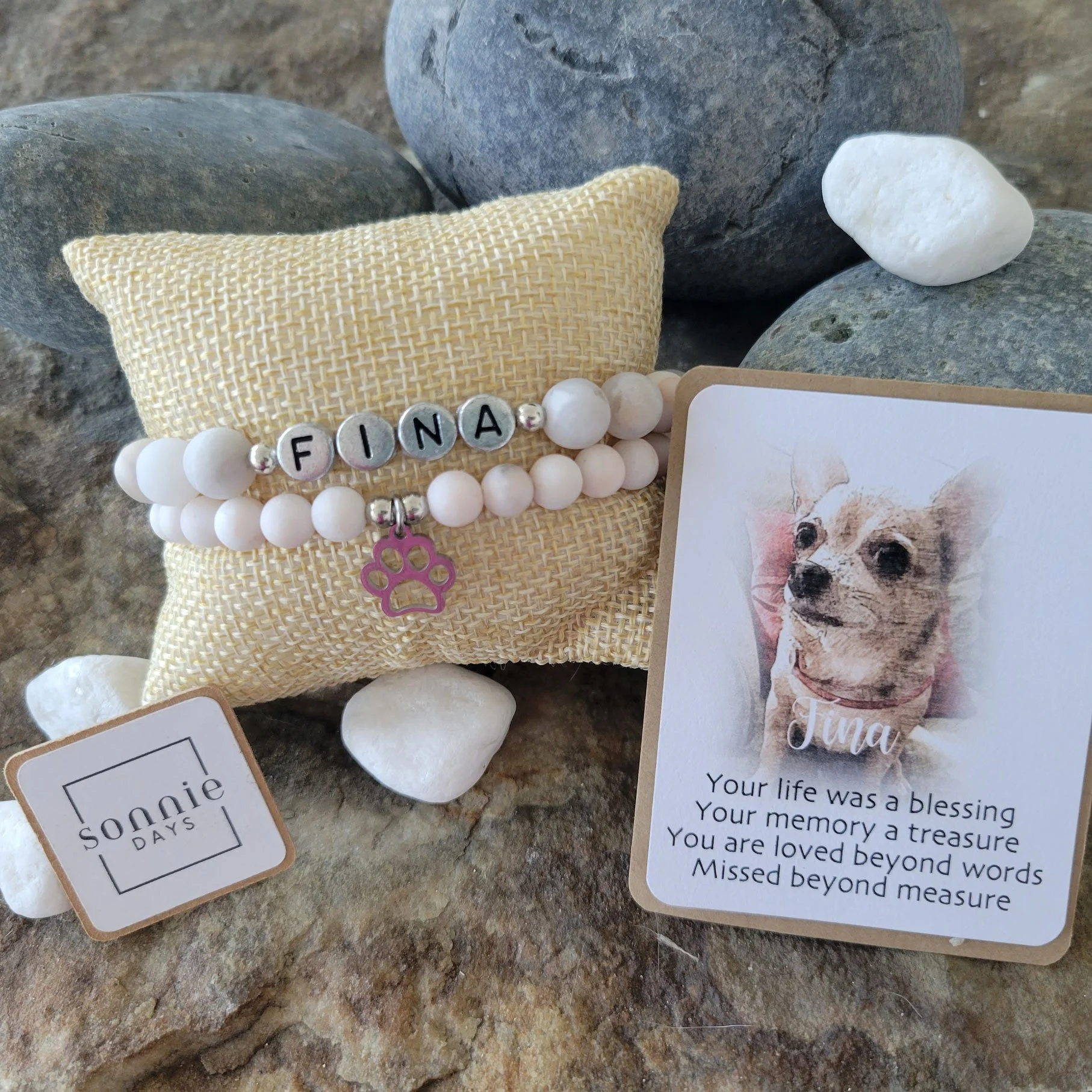 Creamy White Agate Pet Tribute Bracelet