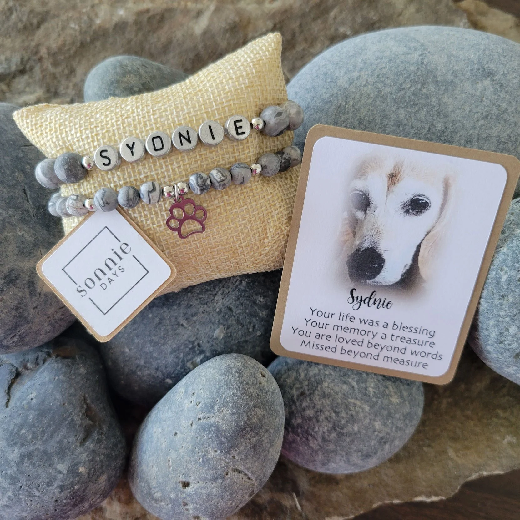 Grey Jasper Pet Tribute Bracelet
