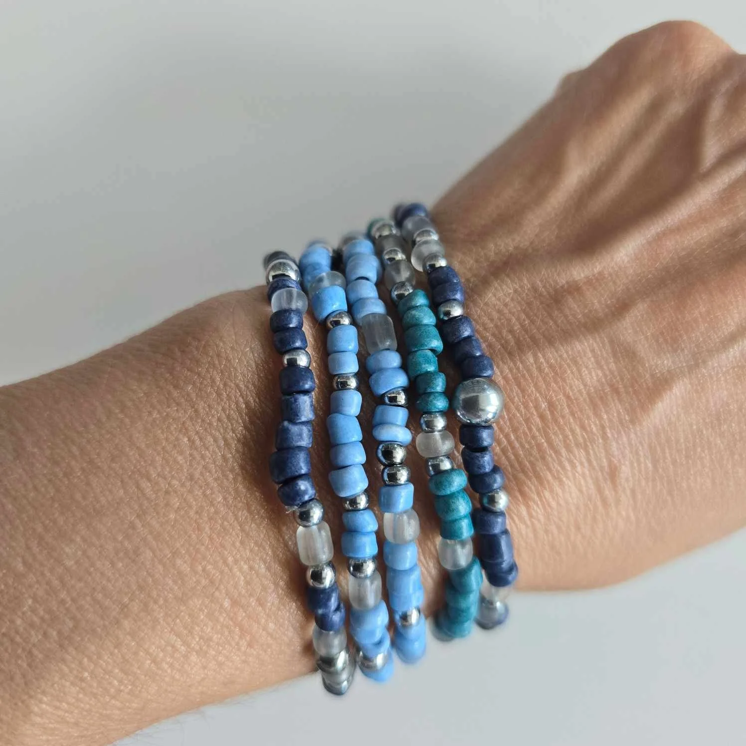 Stackable Blue Tone Seeded bracelet|Sonnie Days