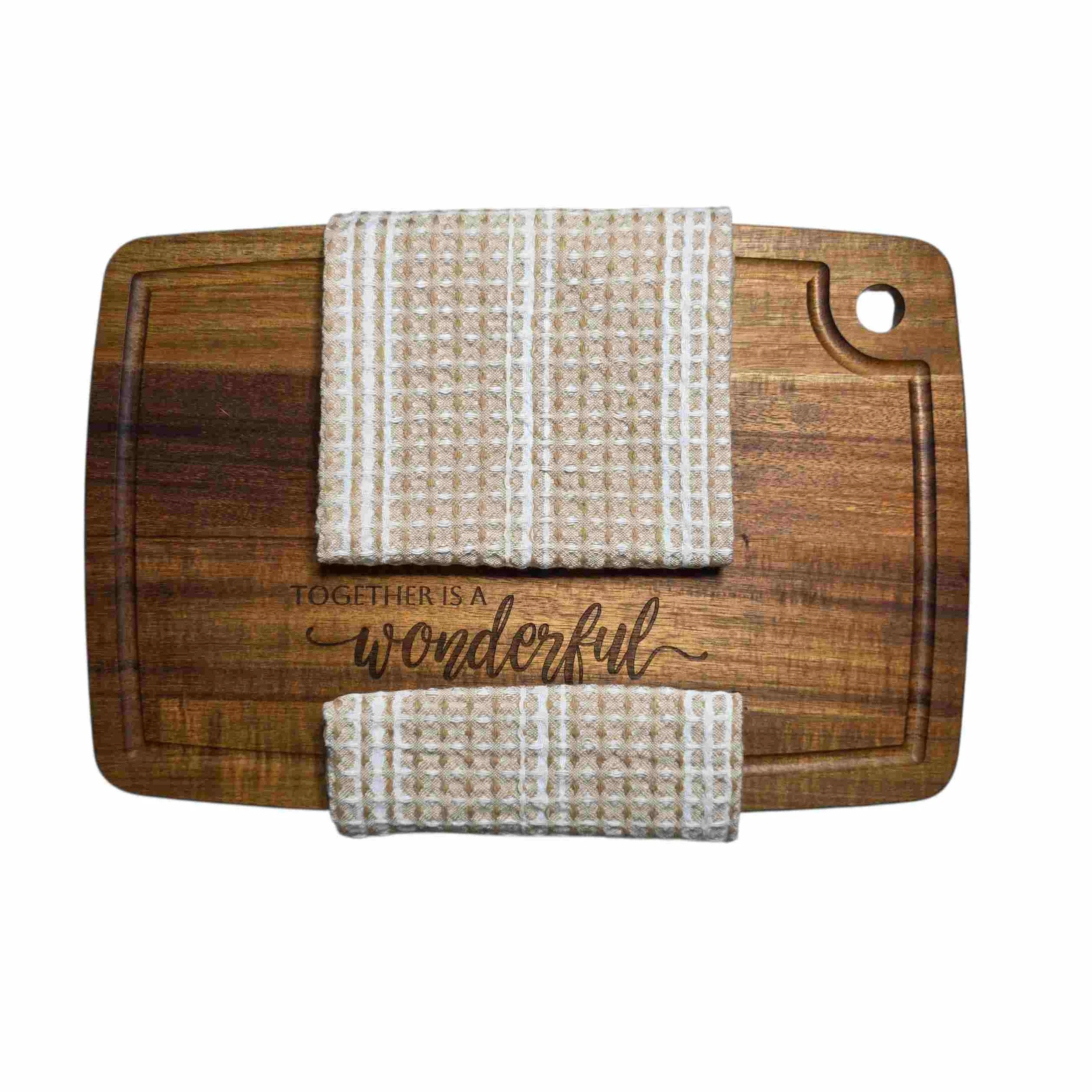Engraved Together message on cutting board