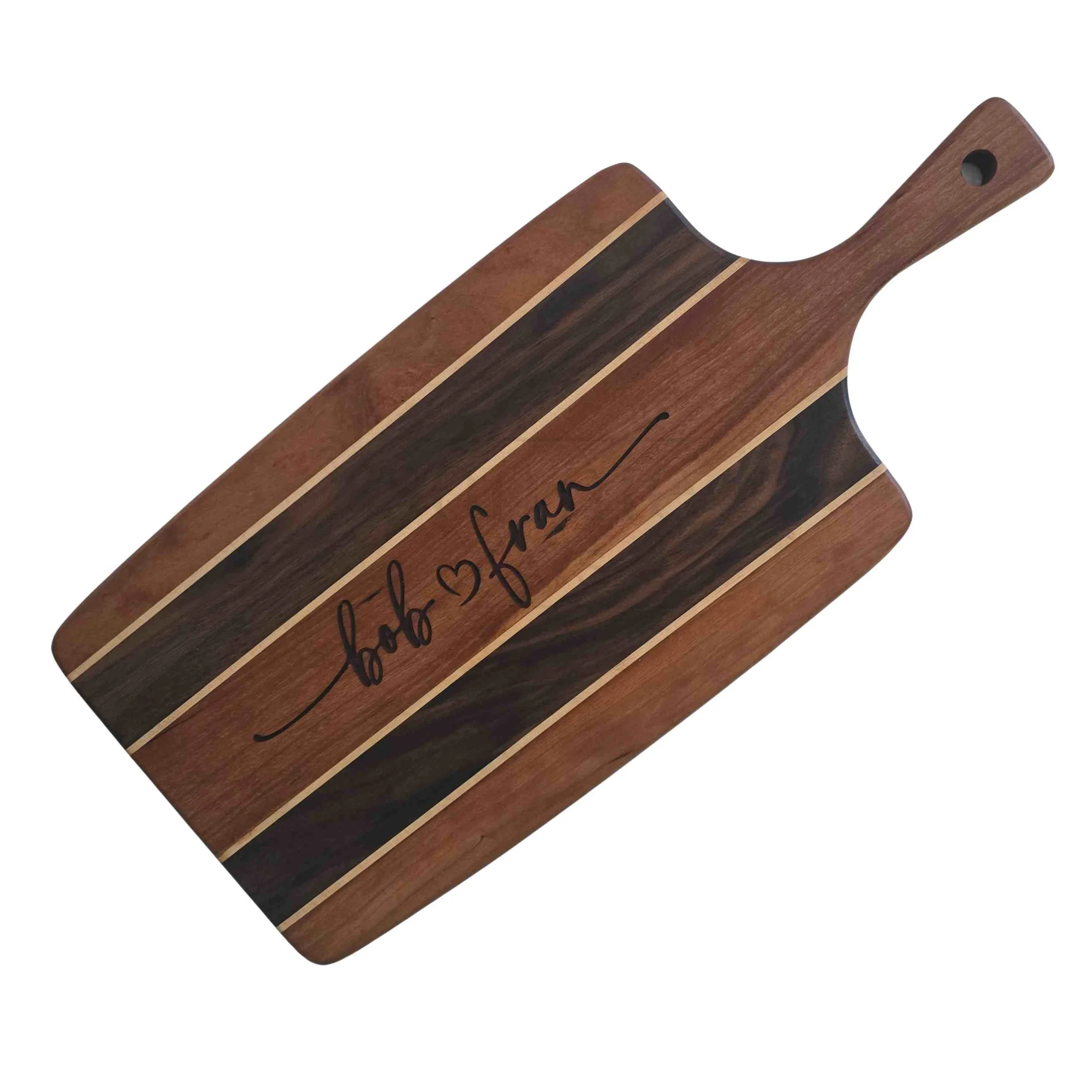 Personalized Walnut, Maple & Pine Cutting Board – Custom Engraved
