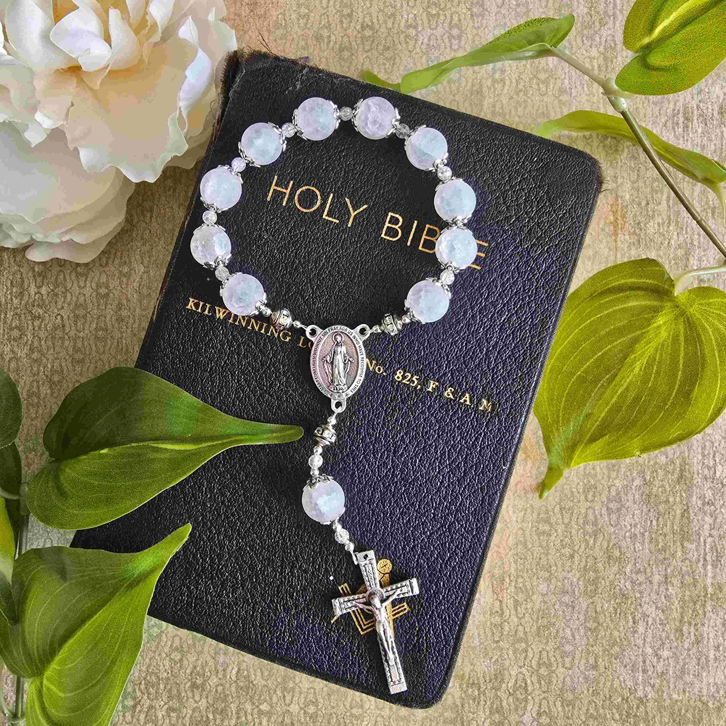 Frosted White Door Knob Rosary | Sonnie Days, Inc.