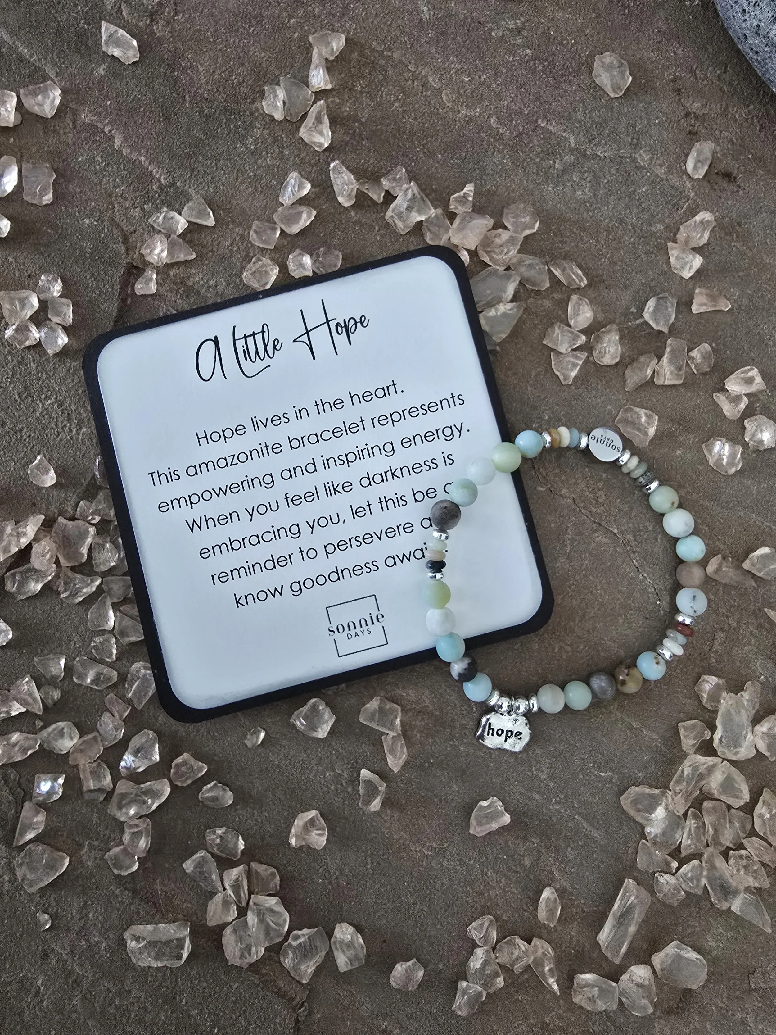 A Little Hope Amazonite Bracelet – 6mm Semi-Precious Stone with Silver Accents