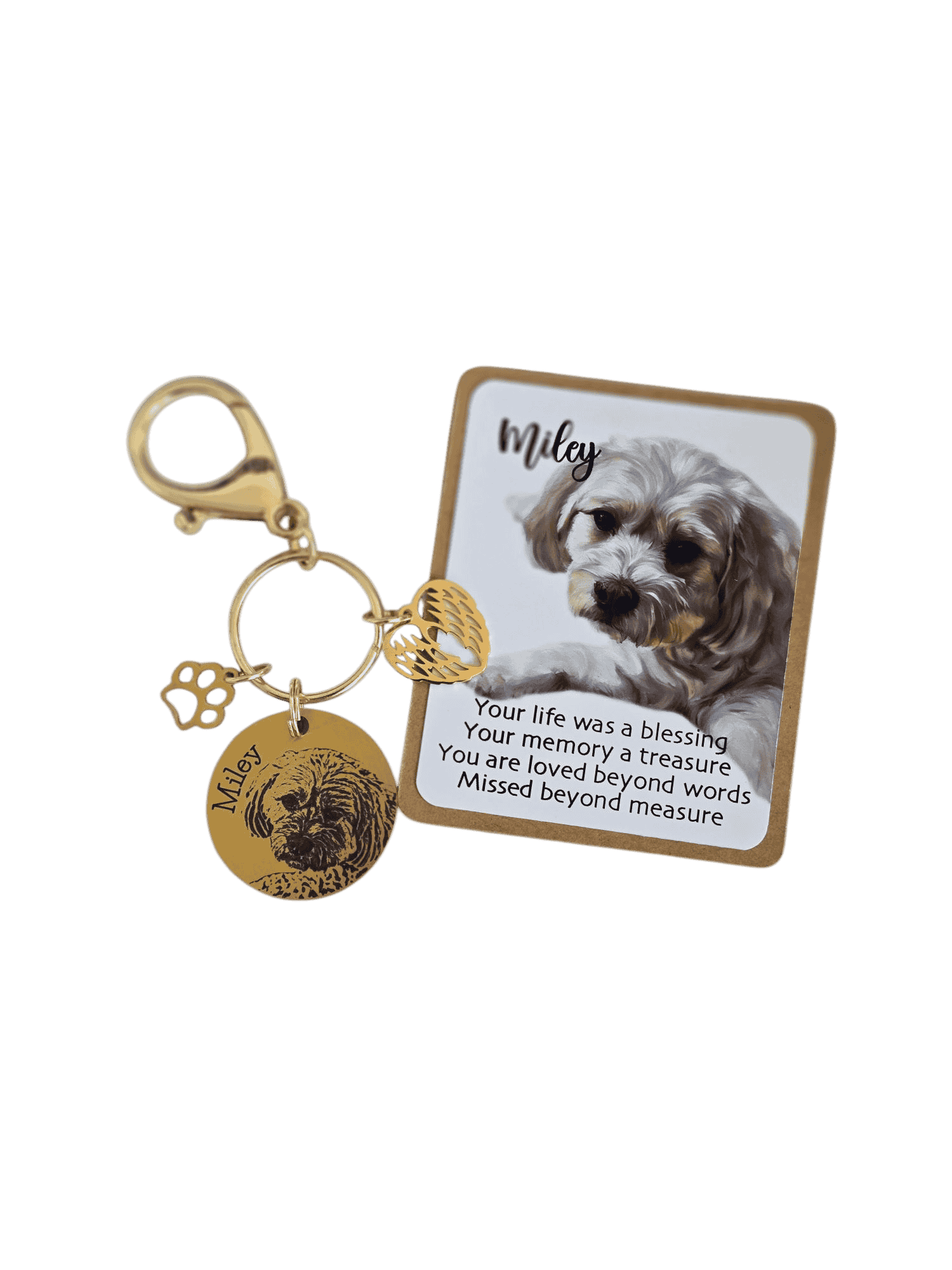 Custom Pet Tribute Keychain – Personalized Engraved Photo Gift for Pet Loss or New Pet
