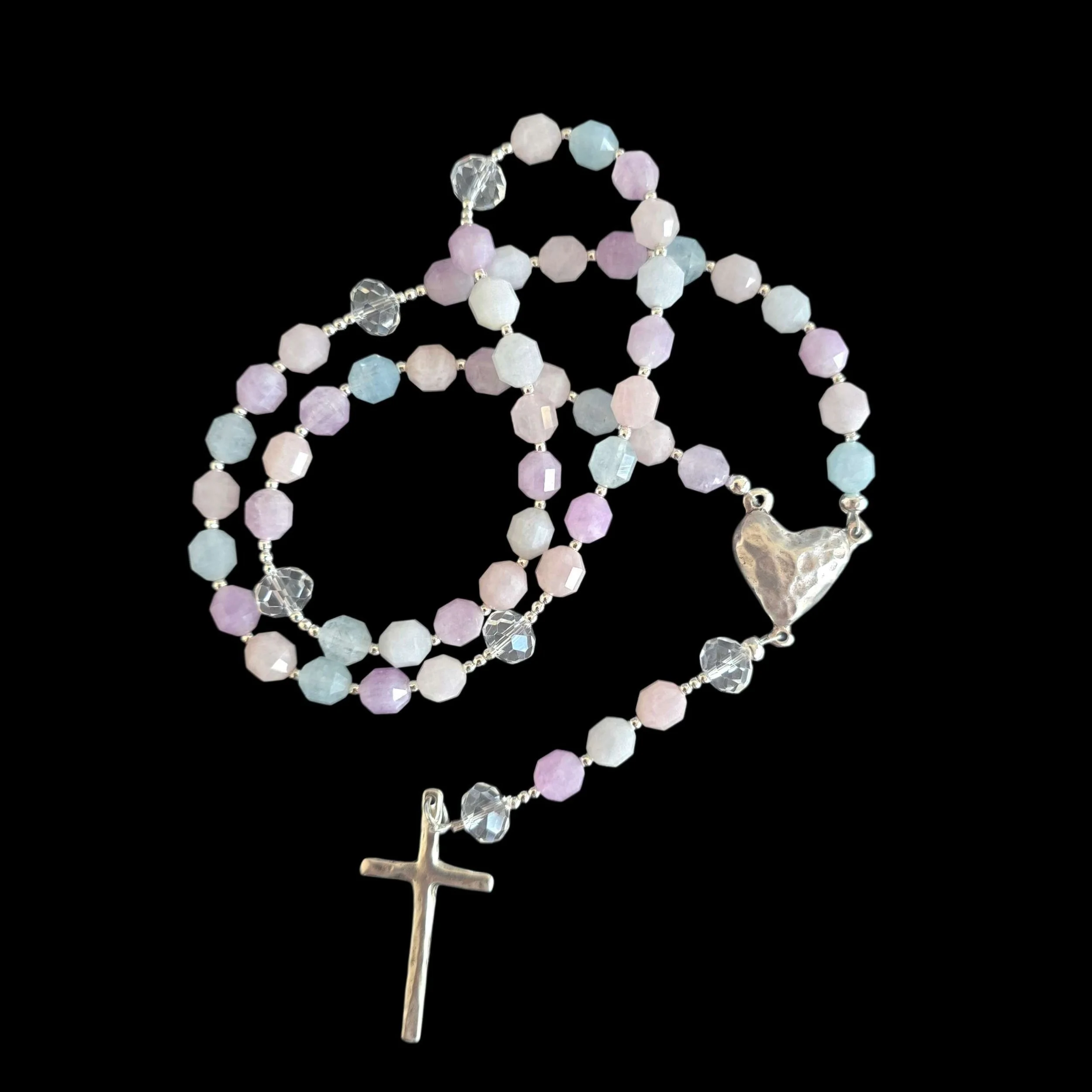 Aquamarine, Rose Quartz Rosary|Sonnie Days