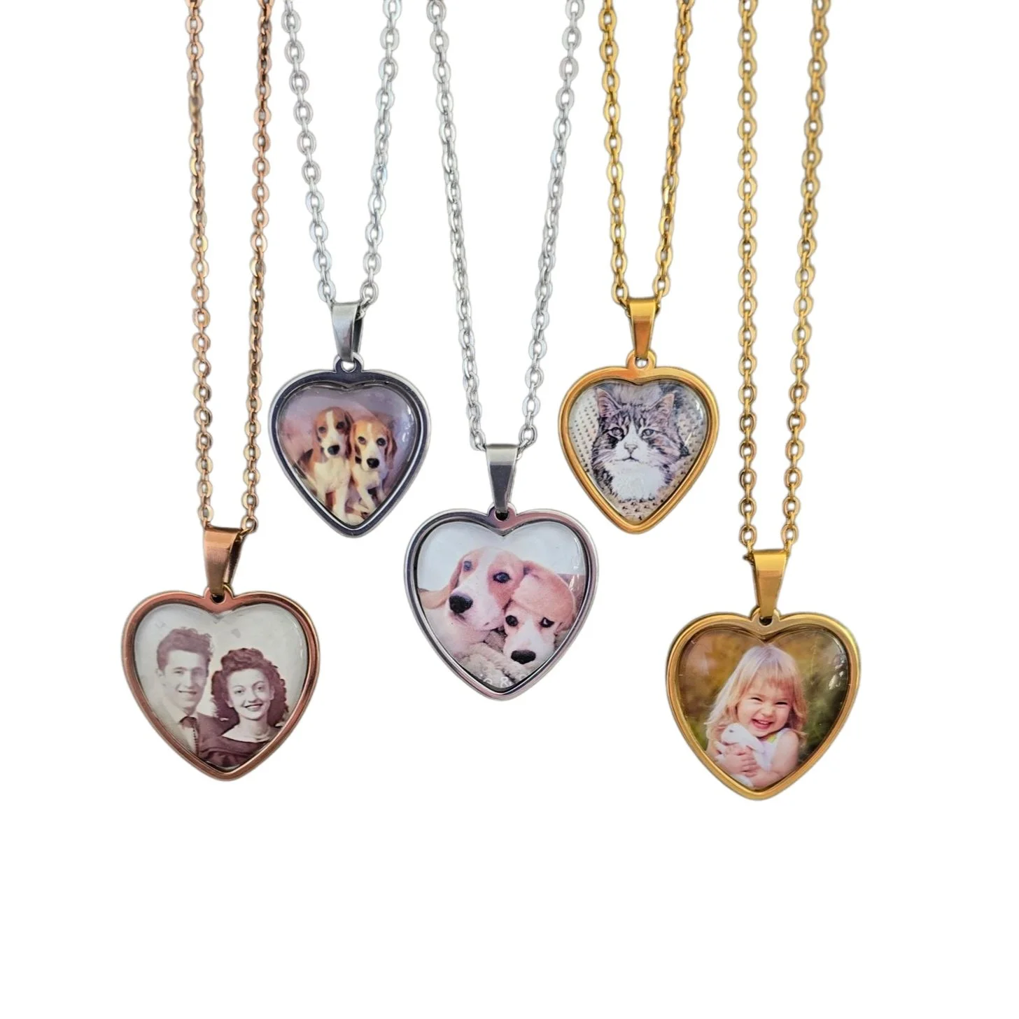 Engraved Photo Heart Pendant - Available in Gold, Silver & Rose Gold