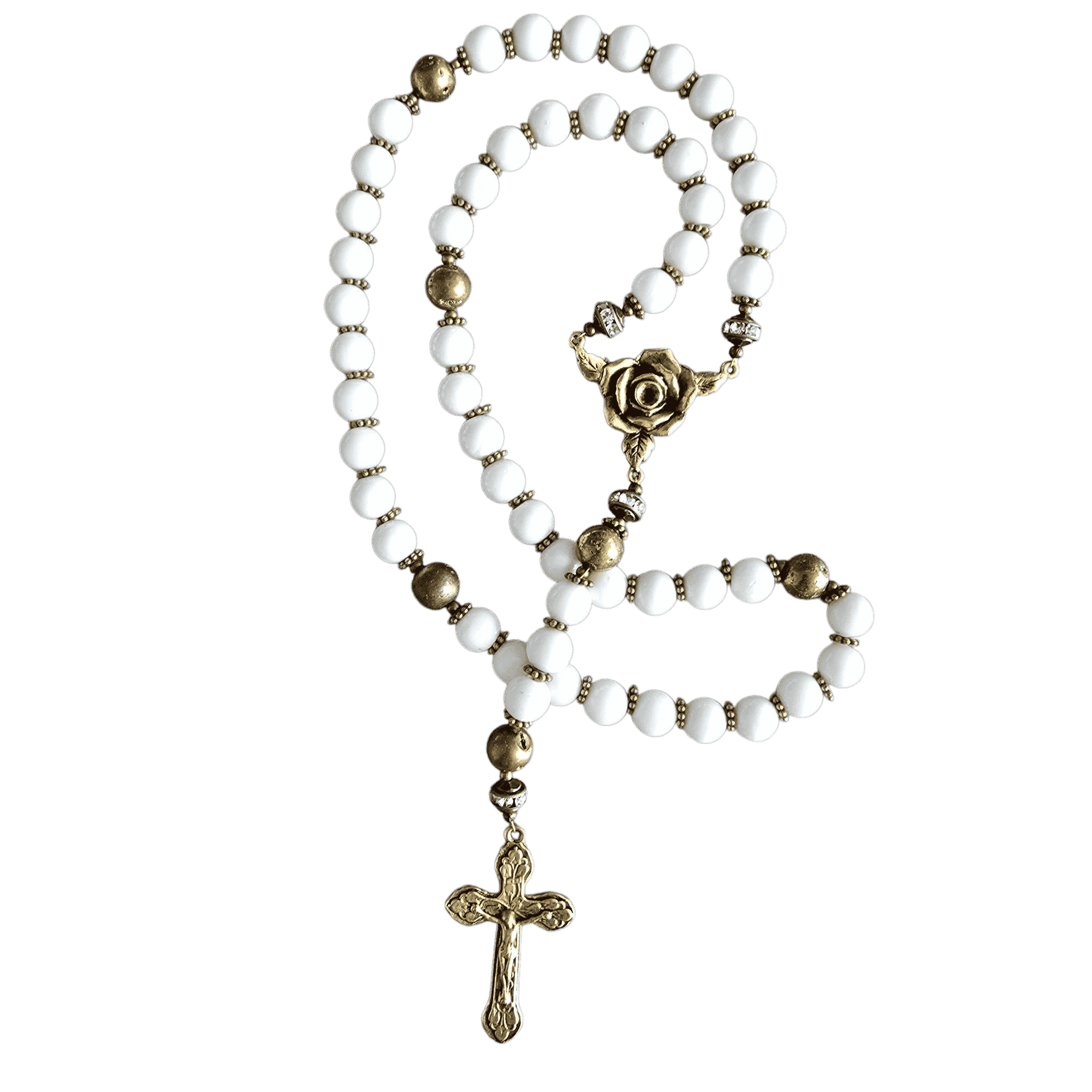 White Shell & Antique Gold Rosary |Sonnie Days