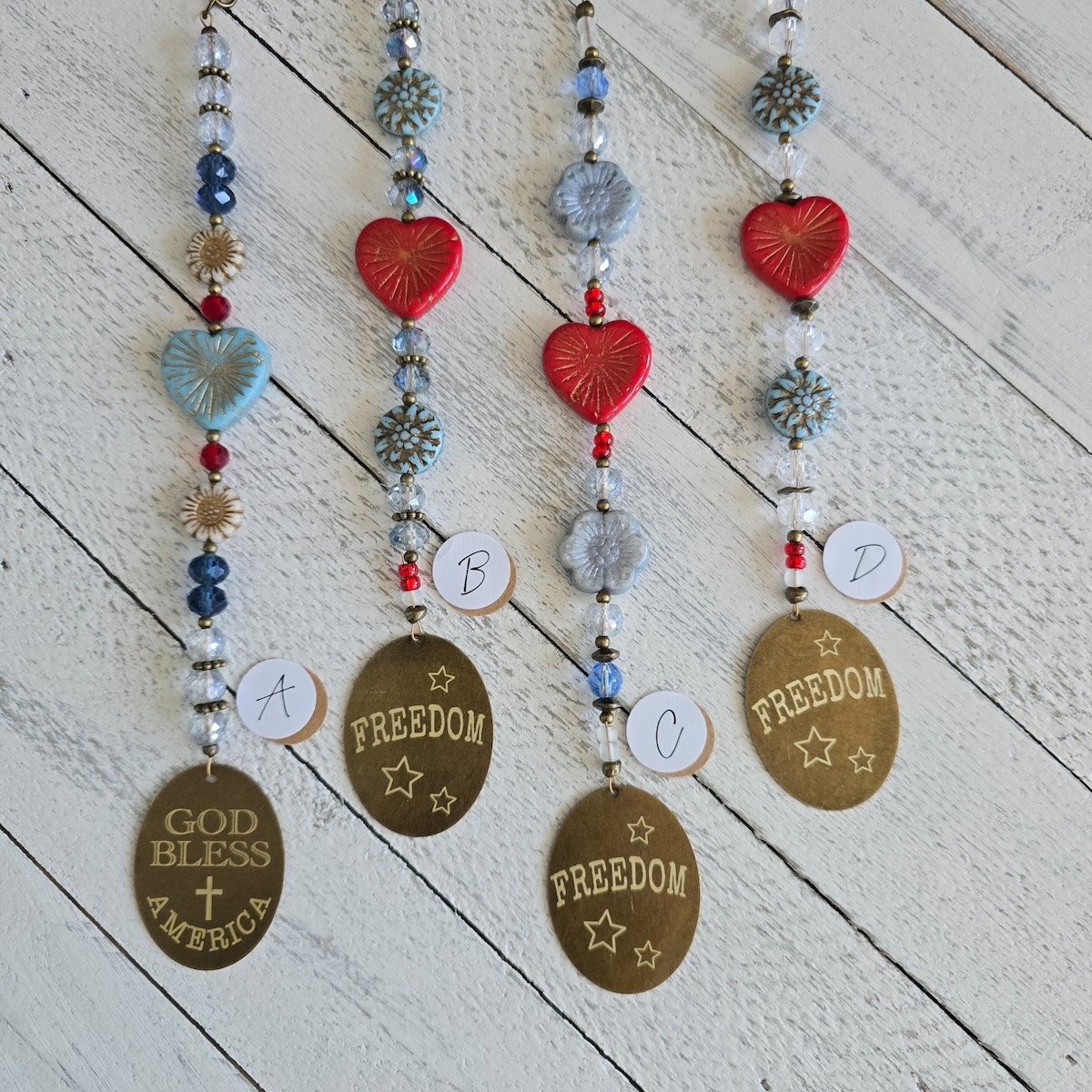 American Car Charm | Patriotic Rearview Mirror Suncatcher | Freedom & God Bless America Hanging Charm