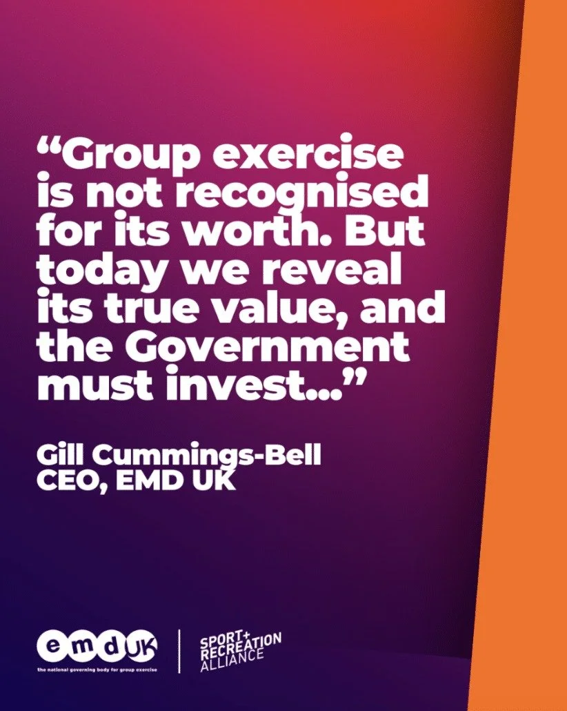 Our colleagues at @emduk.ngb, the national governing body for group exercise, have recently released a report on the benefits of collective physical activity, which generated &pound;5.3 billion in the last year. Group exercise helps lower health cost