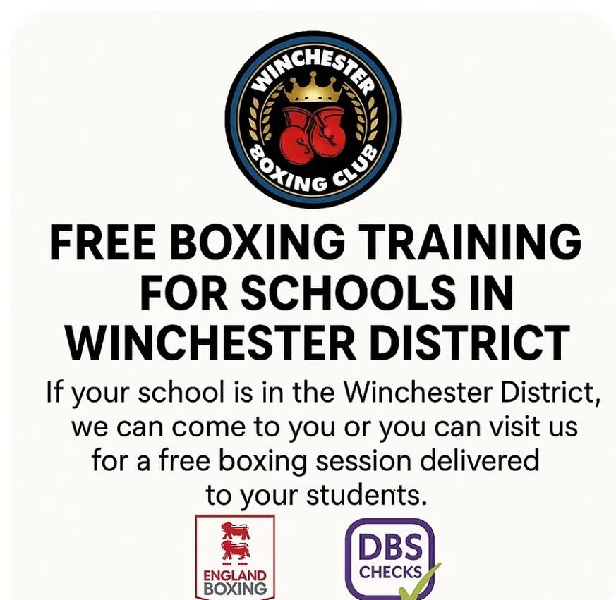 Free boxing training for Winchester schools! To find out more email: waboxingclub@yahoo.co.uk or call 07769208768
Please share to anyone who may be interested in this great opportunity