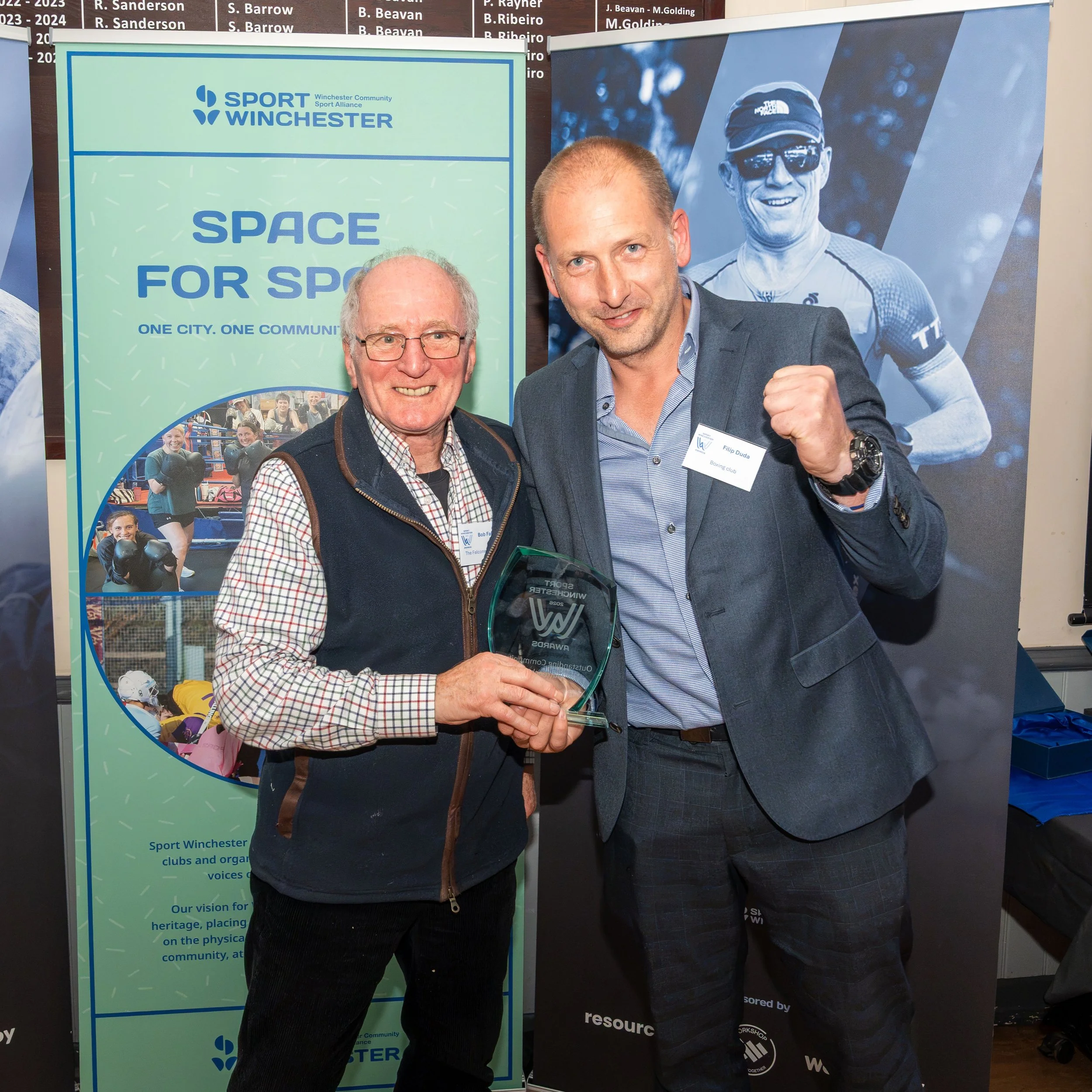 At the recent Sport Winchester Awards 2026, the award for Outstanding Community Outreach was presented to Filip Duda of Winchester Boxing Club by Bob Falconer of the Falconer Family Trust. 

The judge&rsquo;s verdict: Winchester Boxing Club offers tr