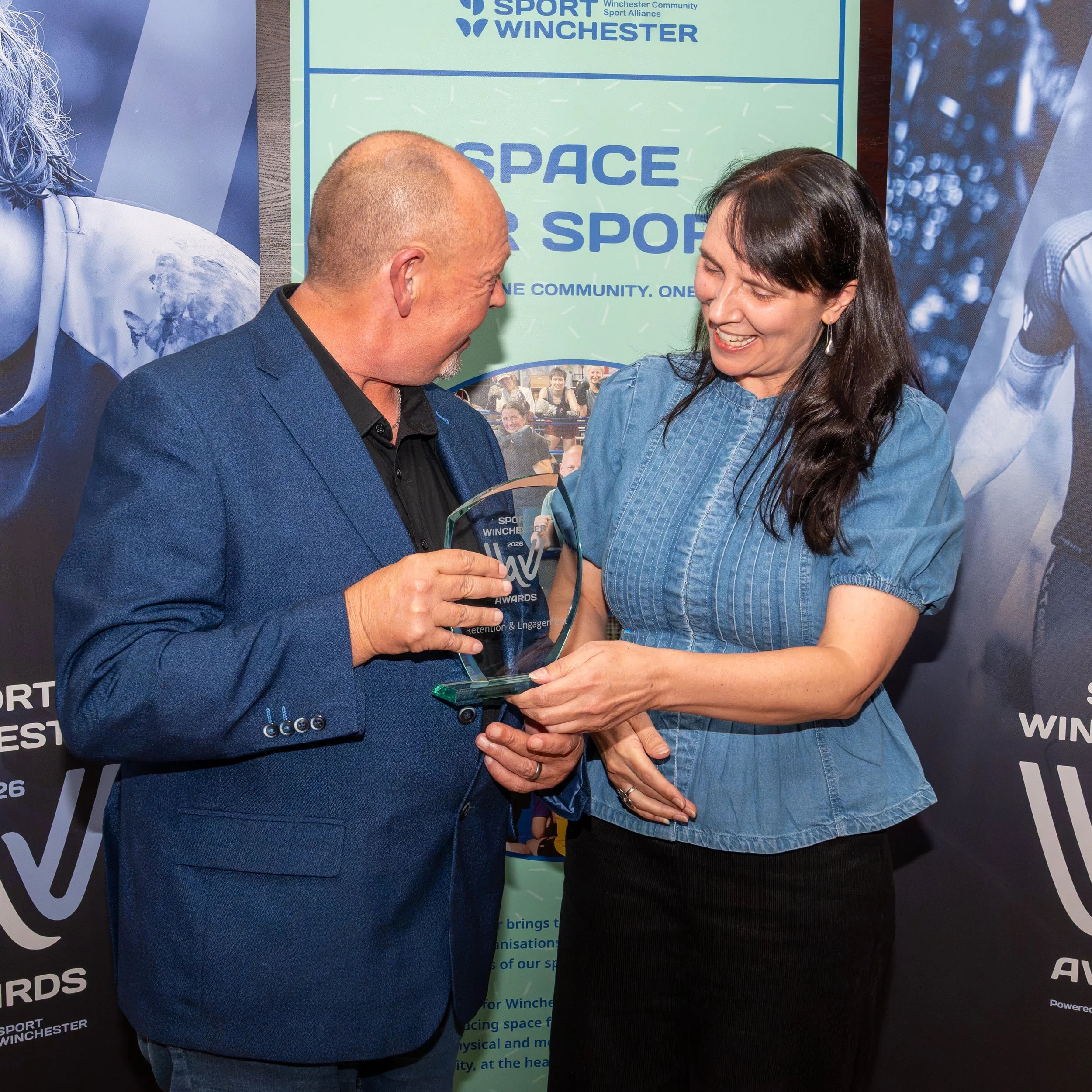 At the recent Sport Winchester Awards 2026, the award for Retention and Engagement in sport was presented to Allan Higgs of Winchester City Flyers by Emma Back.

The judge&rsquo;s verdict: over a period of 16 years the consistent strategy and philoso