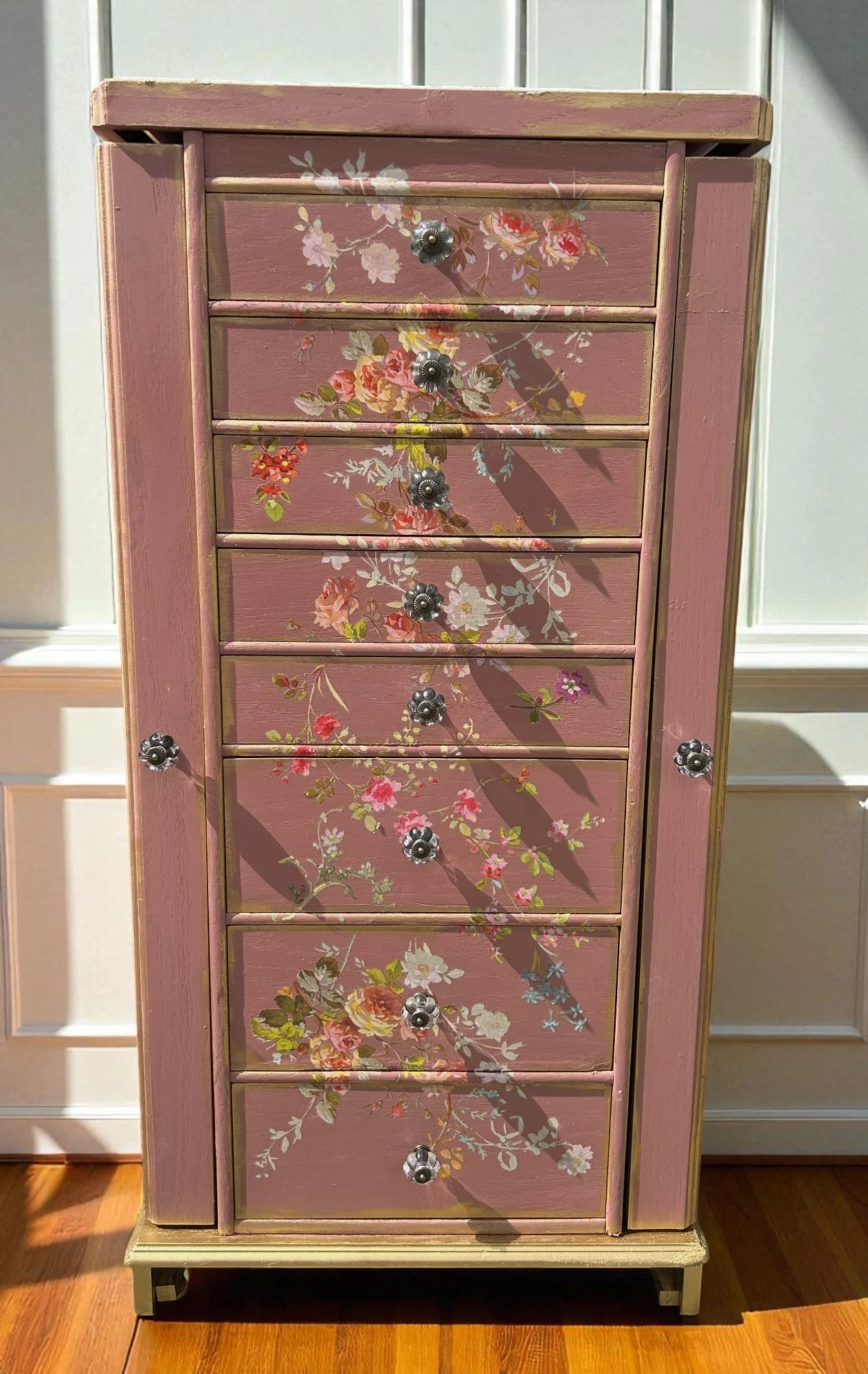 Dusty Rose Floral with Raised Stencil