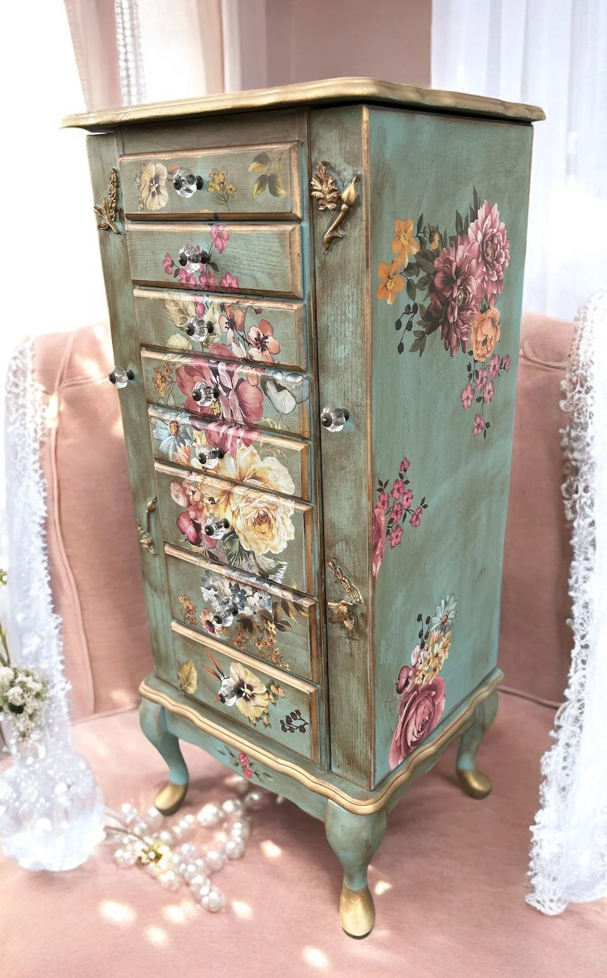 Teal Vintage Floral Chic