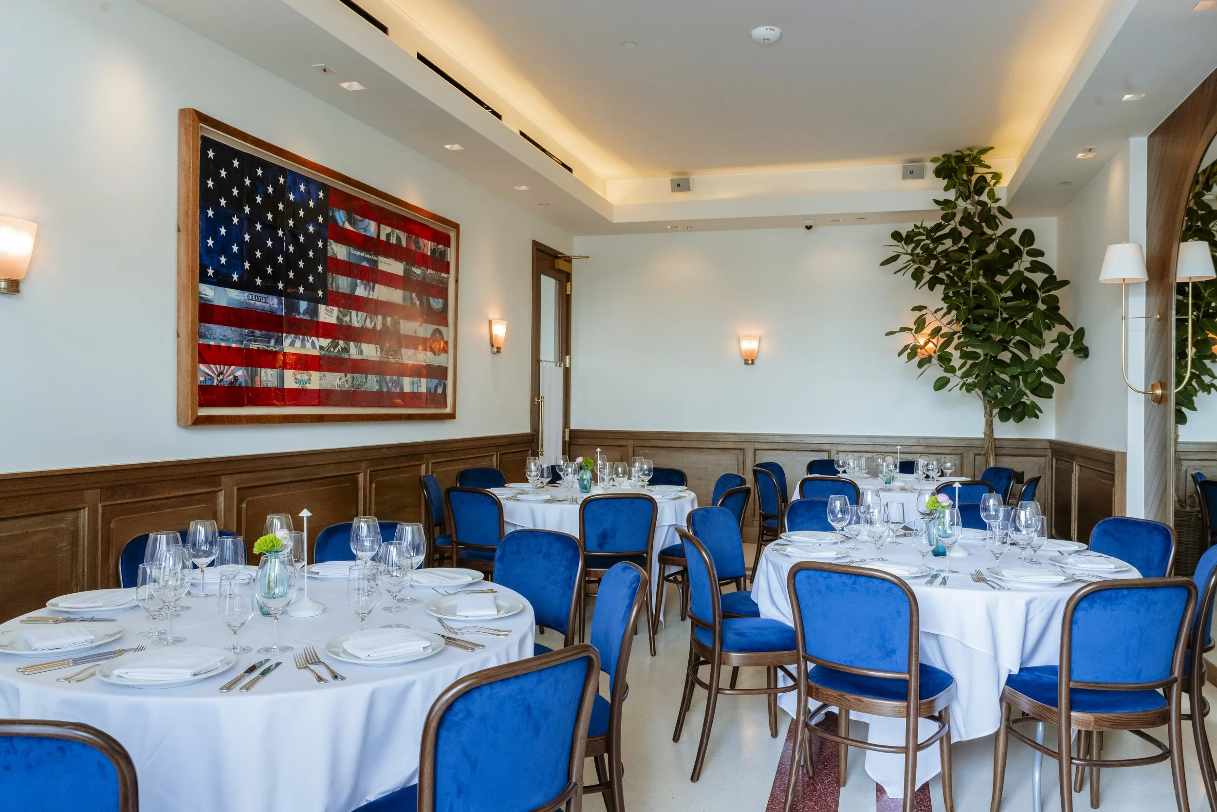 Chic interior of Le Bilboquet French bistro and bar in Cherry Creek Denver