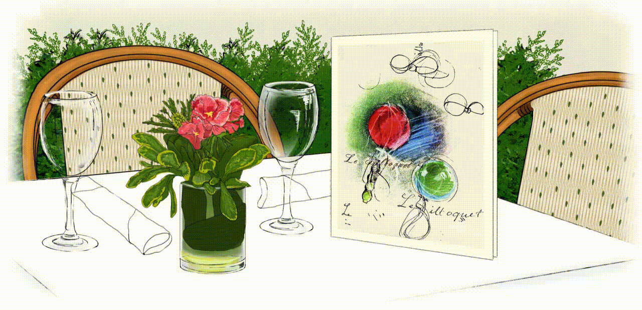 Romantic outdoor patio at Le Bilboquet French restaurant Denver