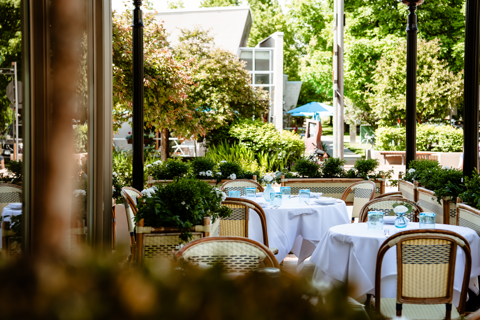 Stylish French restaurant patio in Cherry Creek North Denver