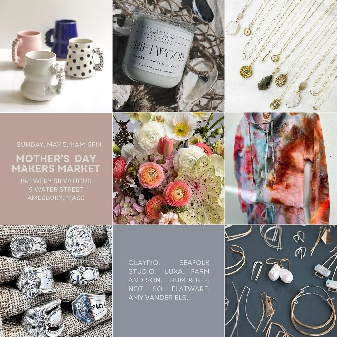Please join me on Sunday, May 5th from 11am-5pm for the 7th annual @brewery_silvaticus Mother&rsquo;s Day Makers Market in Amesbury, Mass. This is one of my favorite events of the year, and I will have lots faves, brand new designs + one-of-a-kinds. 
