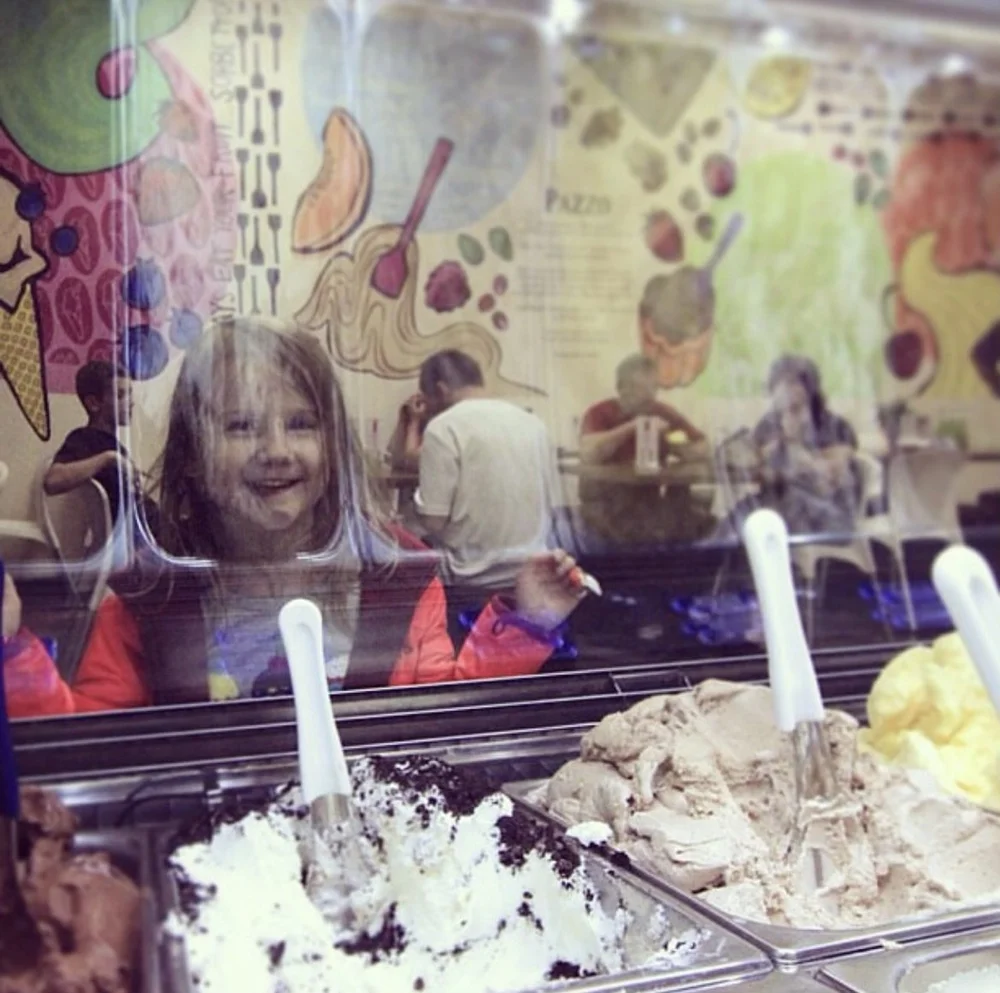 Pazzo Gelato, Kate's mural + one happy little customer!
