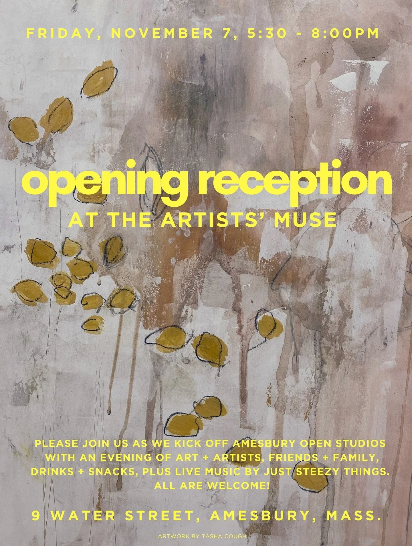 ✨You&rsquo;re Invited ✨ The 29th annual Amesbury Open Studios is happening next weekend!! The @artistsmusestudio is hosting our Opening Reception on Friday, November 7th from 5:30 - 8:00 pm with lots of art + artists, live music by @juststeezythings 
