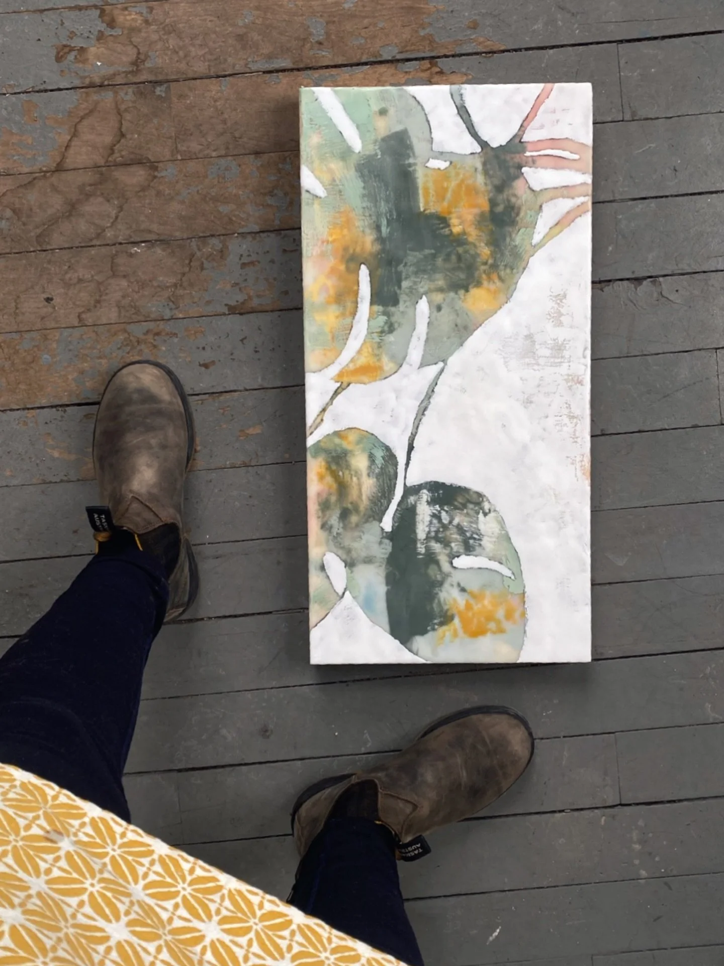 Monstera I, encaustic on panel, 24&rdquo; x 12&rdquo;

This painting will be part of FOLIA, a show of new works by @amyvanderels  and @heatherkarpart at @newburyportart in May 2026