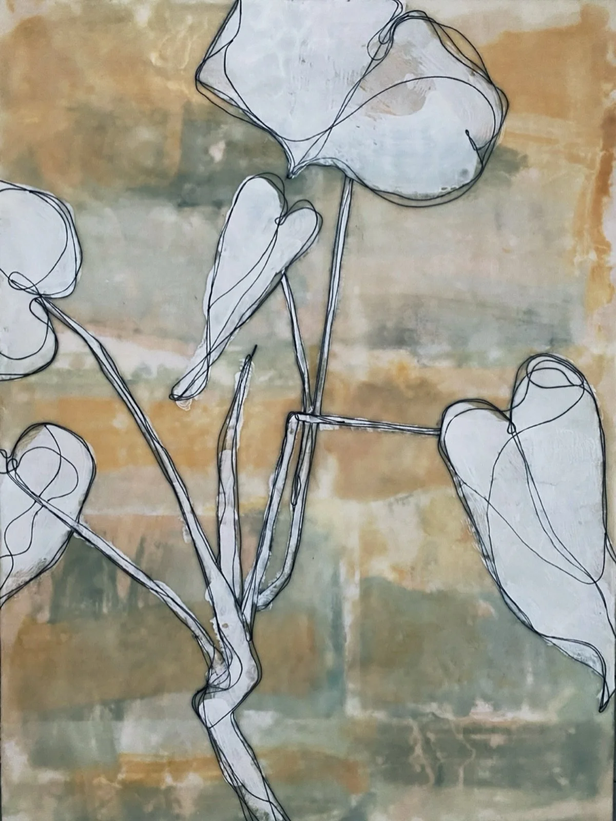 Monstera III, encaustic, paper + string on panel, 24&rdquo; x 18&rdquo;

This painting will be a part of FOLIA, a show of new works by @amyvanderels and @heatherkarpart at @newburyportart in May 2026 🌱