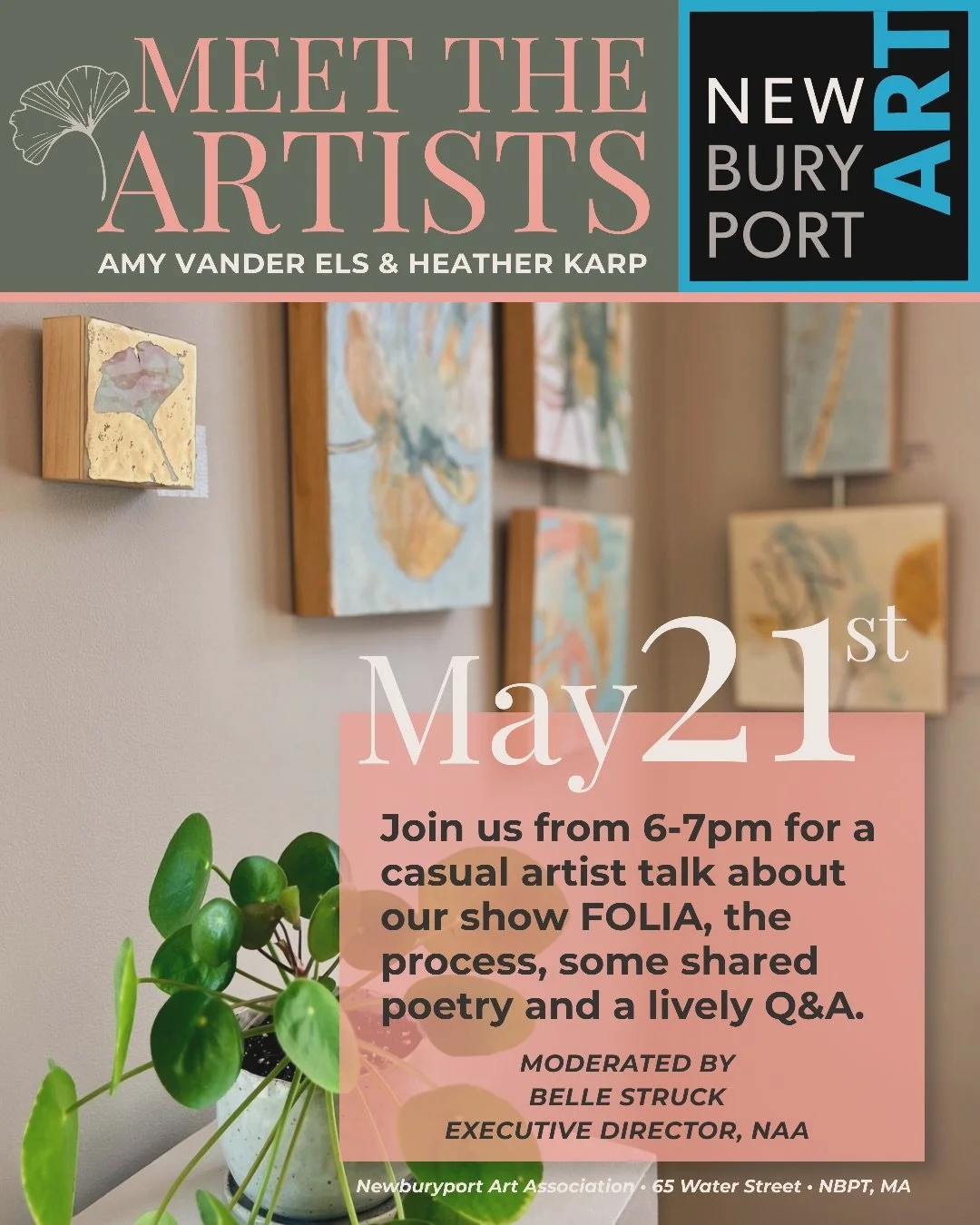 FOLIA : Meet the Artists with Heather Karp + Amy Vander Els, moderated by Belle Struck

Thursday, May 21, 6-7pm at the NAA

Join us for conversation about our painting practices + creative processes, our collaboration on FOLIA, how it started, how it