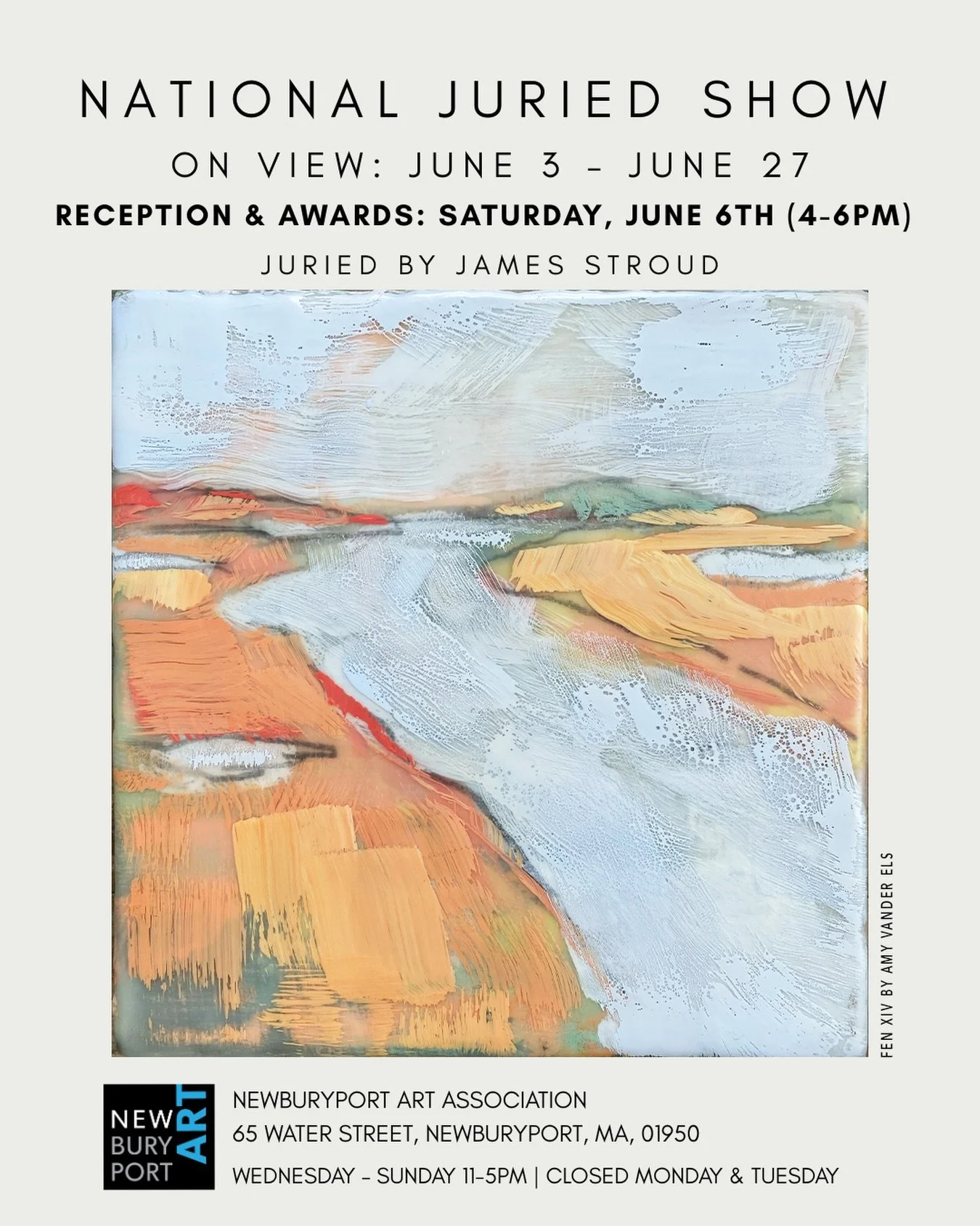 So thrilled and honored be a part of the National Juried Show at @newburyportart juried by James Stroud. FEN XIV (encaustic + graphite on panel, 8&rdquo;x8&rdquo;) is one of 124 pieces that will be on view through June 27. The opening reception is Sa