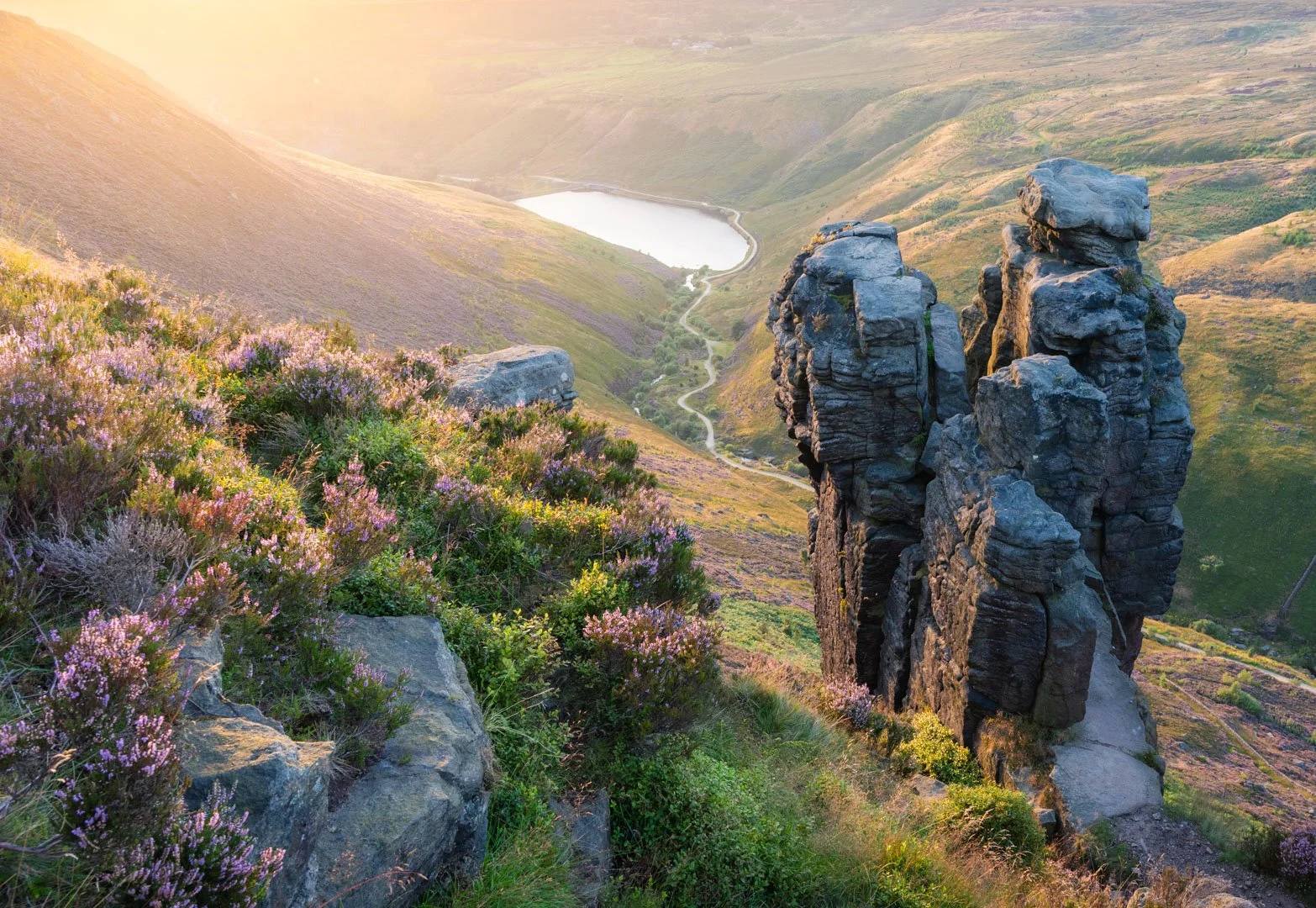 the trinnacle dovestones peak district at sunset by william hickie.jpg