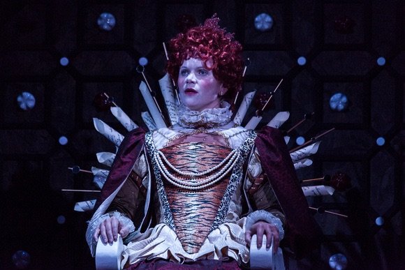 Regan as Elizabeth in ELIZABETH I, directed by Kate Jopson, UC San Diego.