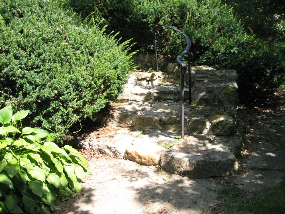 Before - The original stone steps were made from large (almost) flat stones. Many were crumbling and in poor condition. Definitely were not fun to walk up.