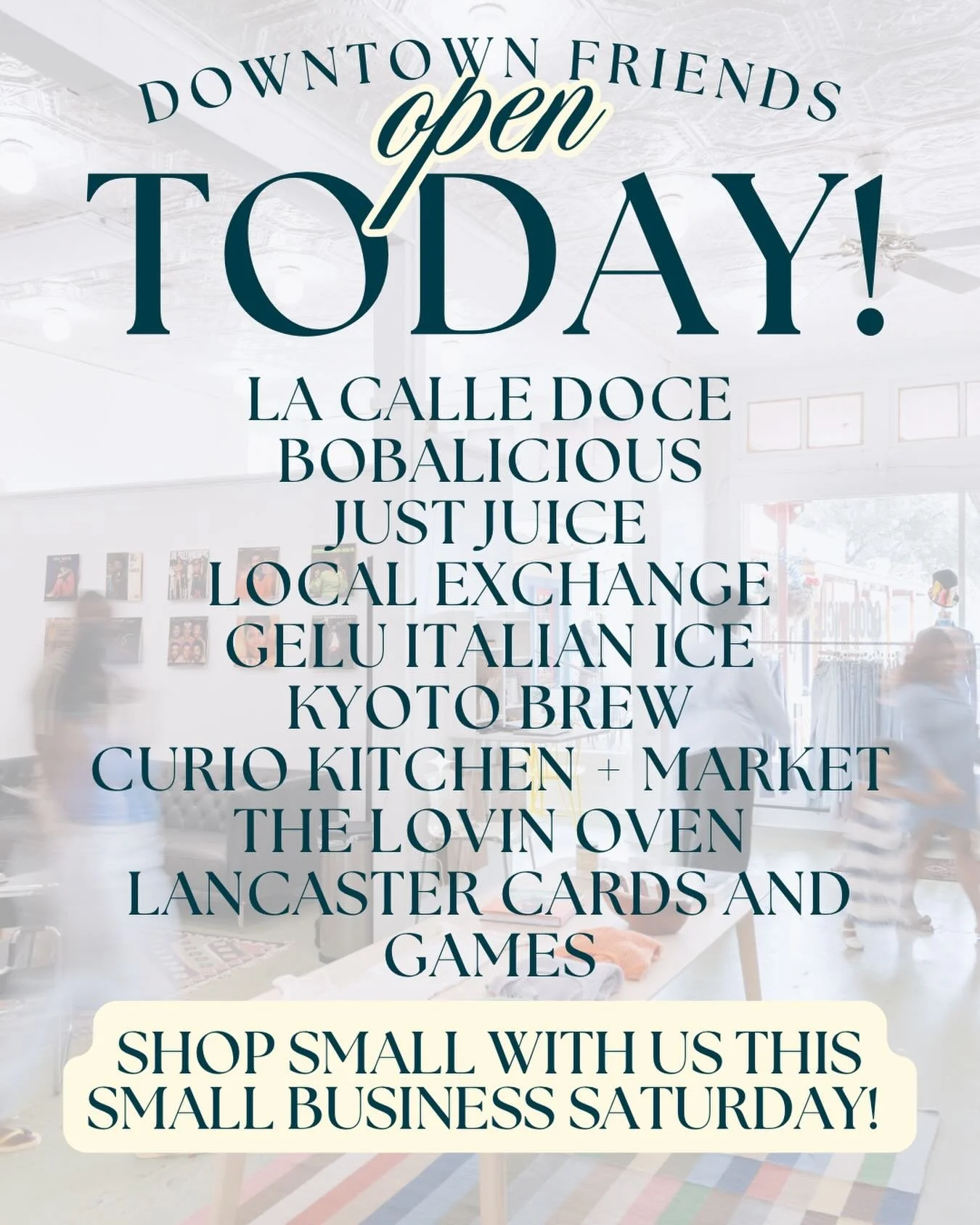 Small Business Saturday is happening nationwide today. It&rsquo;s a day to intentionally choose local, shop small, eat small, and support the businesses that shape our city&rsquo;s character.

Downtown Lancaster is open and ready for you 🥹
Walk the 