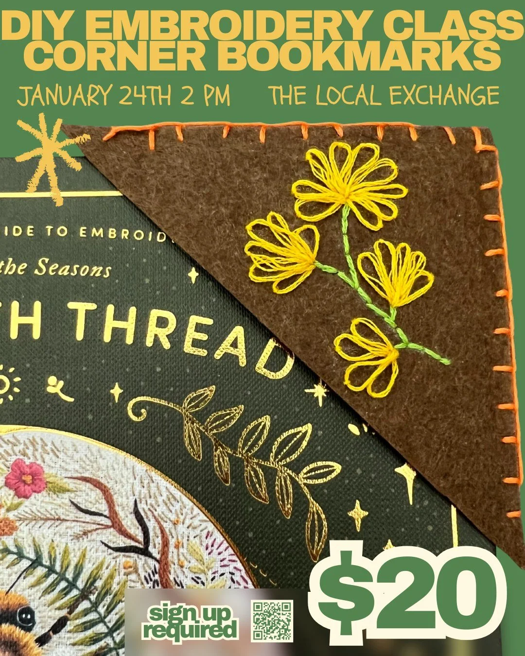 📍The Local Exchange | Saturday, January 24 from  2:00&ndash;3:30 PM 🪡 $20 Join us for our DIY Embroidery Corner Bookmarks Workshop and create a handmade felt bookmark to take home! 

Hosted by Love, Penelope Grace, a neighborhood favorite inside of