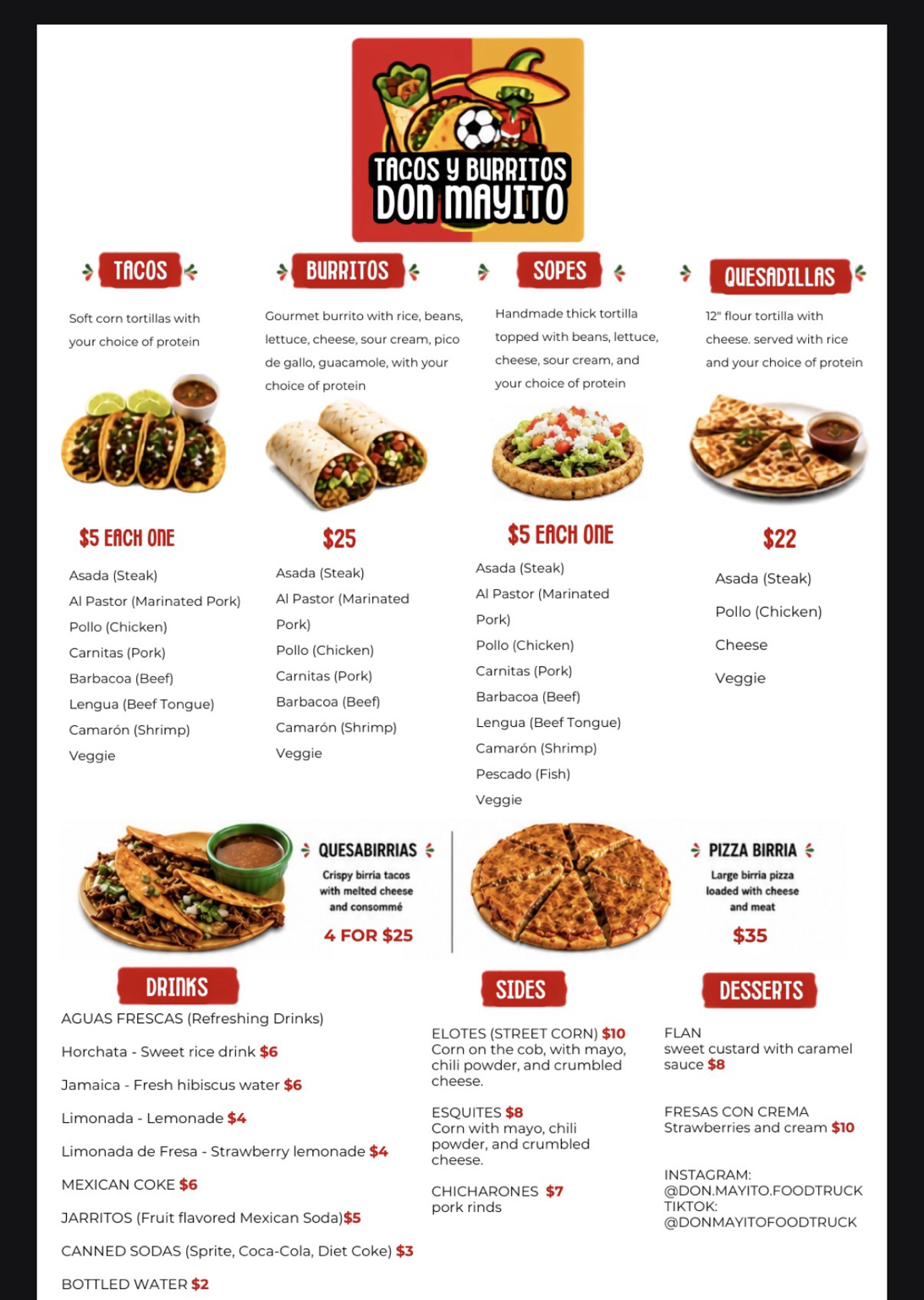 Tacos and Burritos DonMayito Menu.png