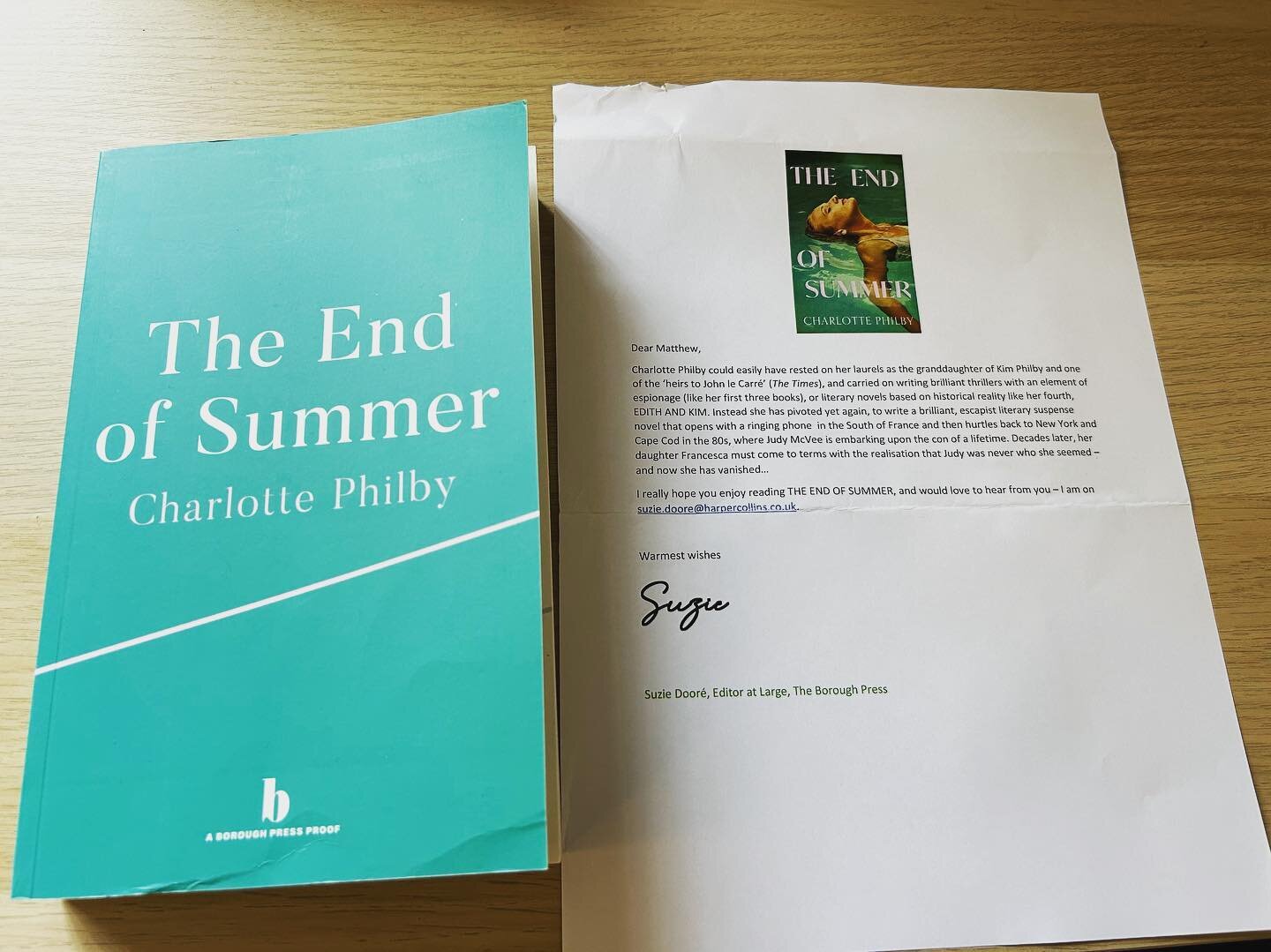 Fabulous #bookpost this morning! Cannot WAIT to read the stunning new novel #TheEndofSummer by @charlotte_philby. Literary suspense at its most sumptuously escapist and spectacular taking in the South of France, New York, London and Cape Cod. Thank y