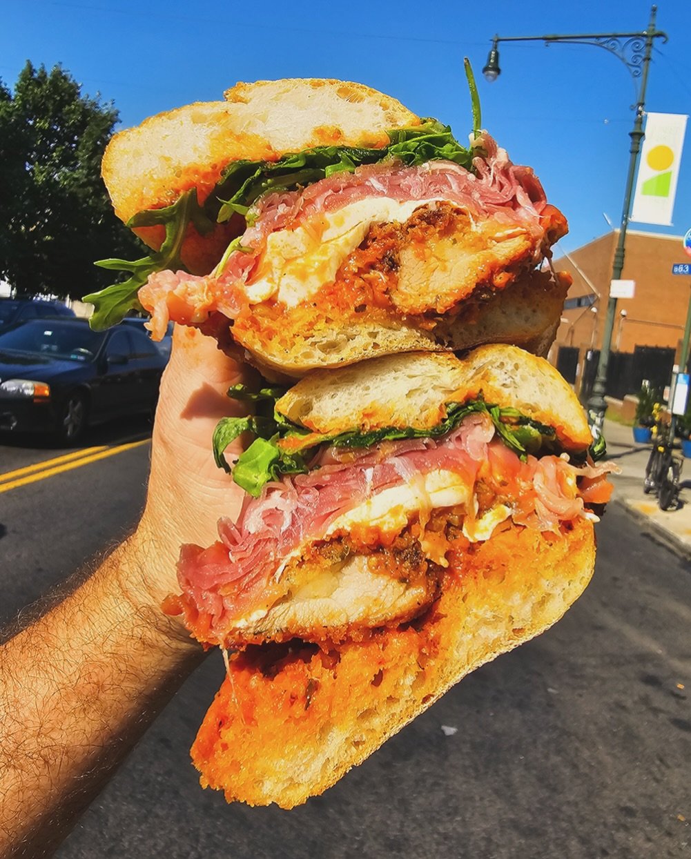 📣 Would you dare? El Presidente...enough said...Chicken cutlet, prosciutto, mozzarella, arugula, a smear of vodka sauce.

😃Always fresh, always to-go 👉Get your fix. Order up!

⌚️Wed-Fri 8am-3pm | Sat &amp; Sun 9am-3pm

  #sandwichlover #eeeeats #f