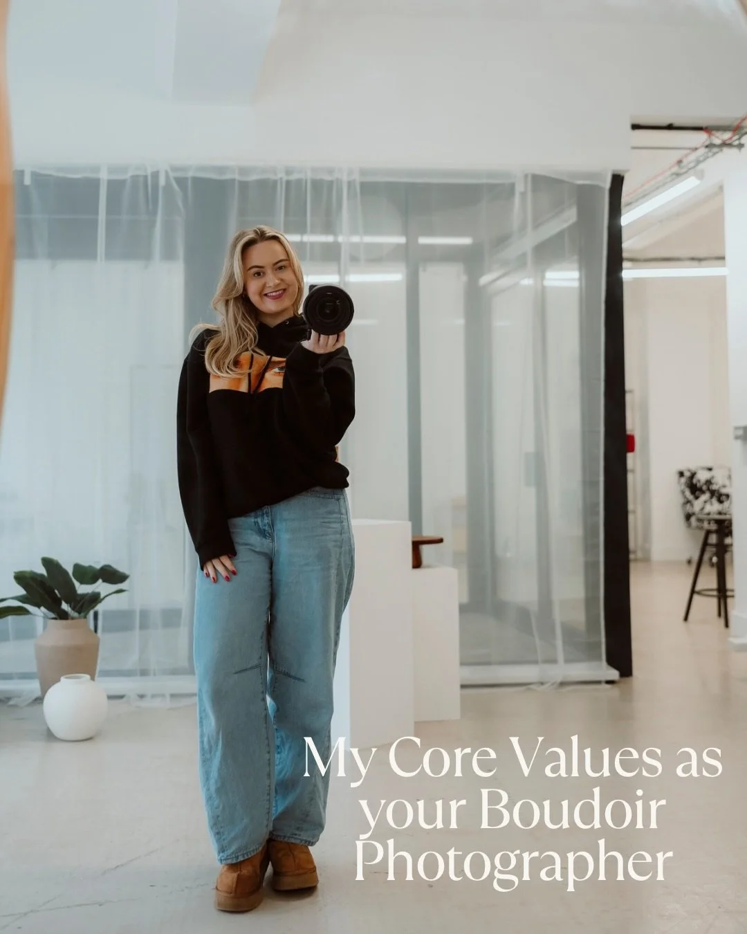 ✨ My Core Values as Your Boudoir Photographer ✨ 

- Self-Acceptance | You deserve to see yourself with softness instead of criticism. 

- Empowerment through Vulnerability | These sessions take courage, and the vulnerability you walk in with, is exac