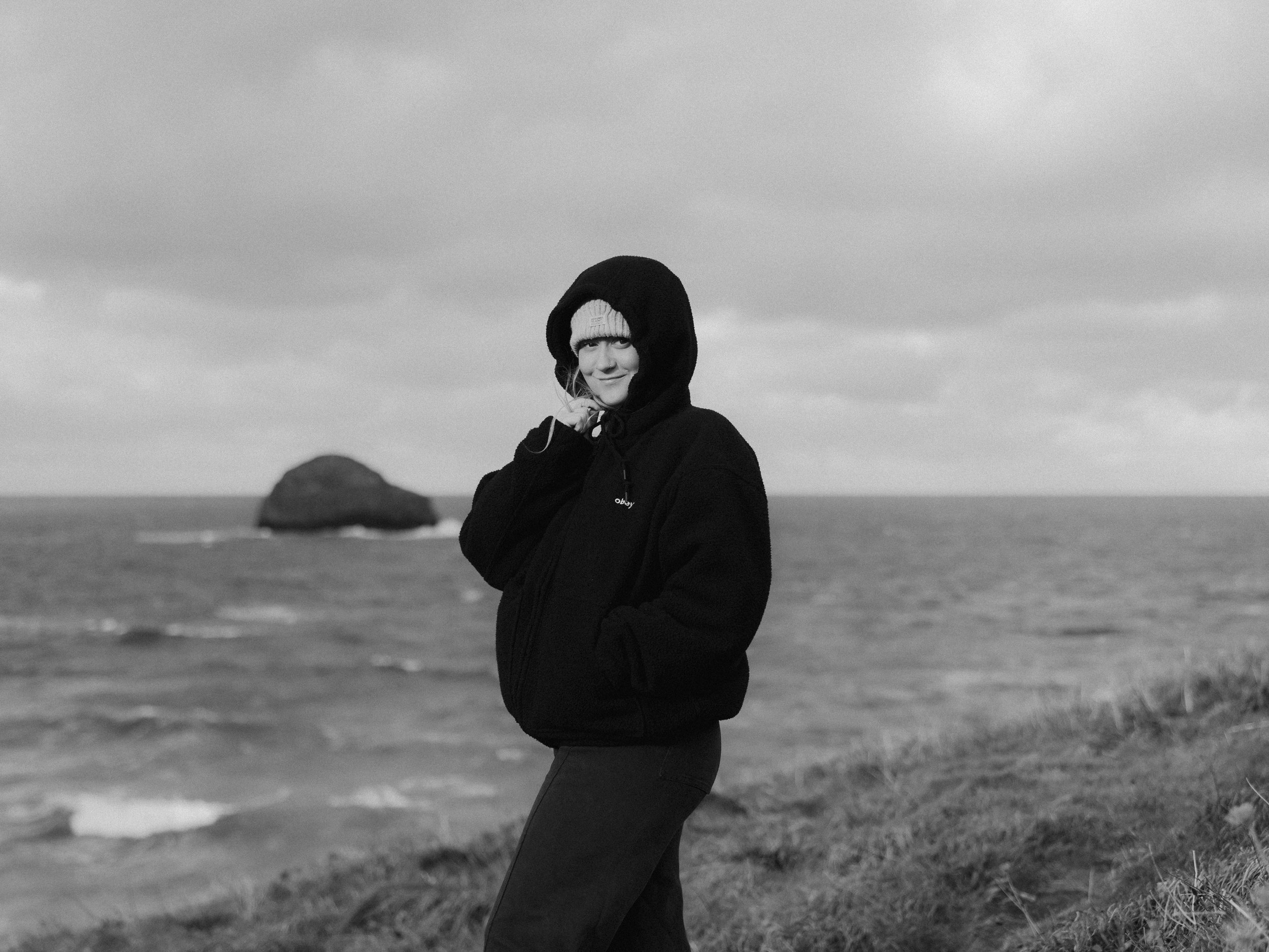A black and white image of Heather, a boudoir photographer moving her business from South Wales in the UK, all the way over to Gold Coast Australia.