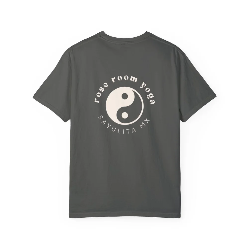 Unisex Garment-Dyed T-shirt Yin-Yang Back on Black :) — THE ROSE ROOM
