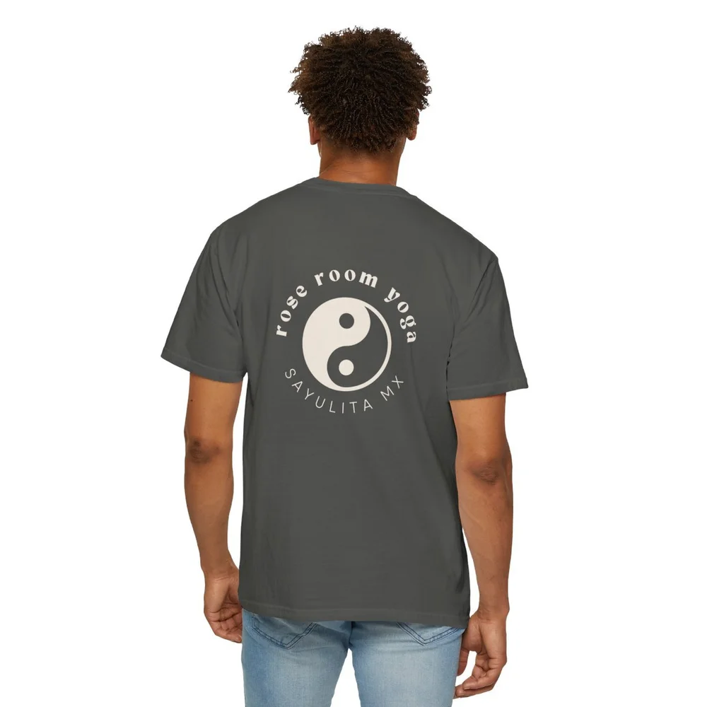 Unisex Garment-Dyed T-shirt Yin-Yang Back on Black :) — THE ROSE ROOM