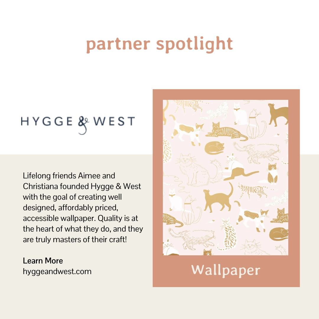 🪴Partner Spotlight: We're obsessed with Hygge &amp; West! Fellow woman-owned business owners and animal lovers Aimee and Christiana graciously donated their gorgeous wallpaper to our cat cafe. Their products are truly stunning and are sure to put a 