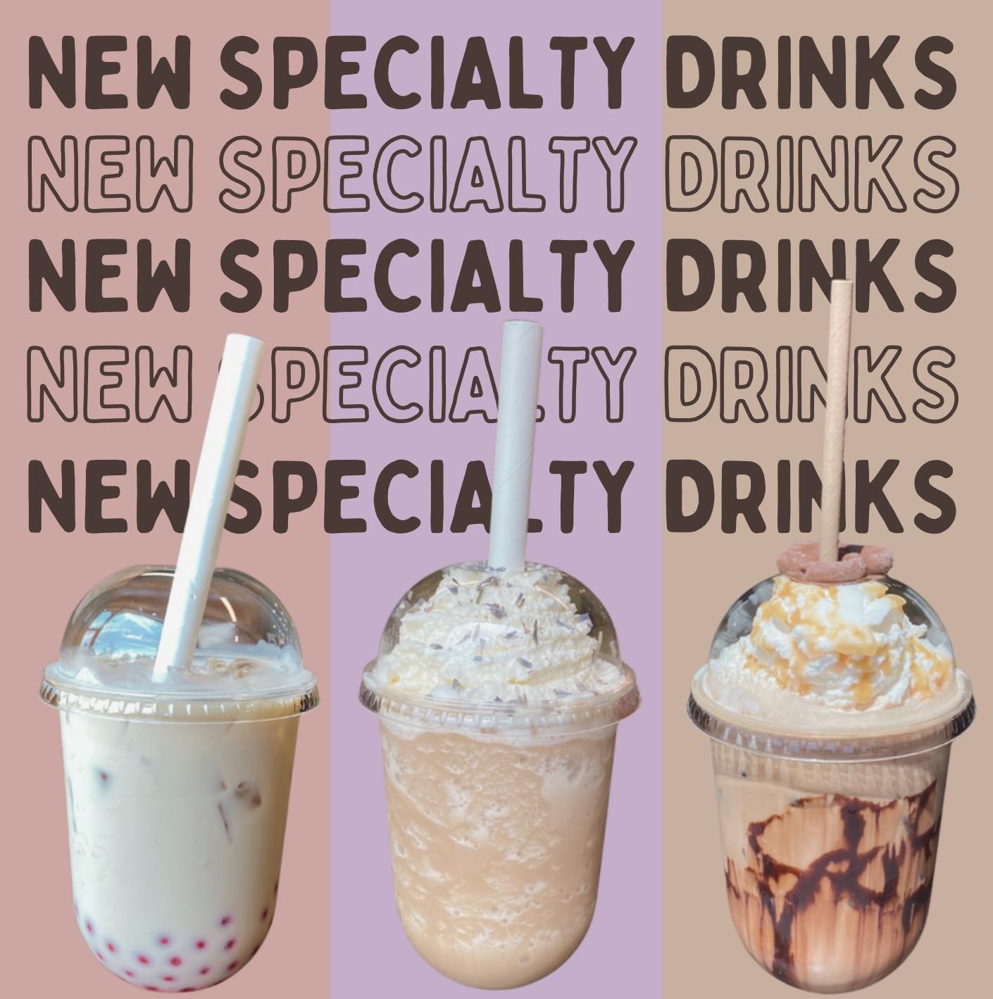 Our specialty drink lineup is officially live and ready to challenge your usual order! Each one is a unique twist on a classic drink, and they&rsquo;re all ready to WOW your taste buds. Which one will you try first?

🍓 Pawberry Boba Milk Tea
🪻 Furr