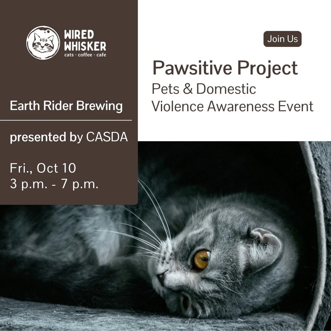 Join us this Friday, October 10 to support CASDA (Center Against Sexual and Domestic Abuse) for their pet-themed awareness event. We hope you will be a part of the Pawsitive Project with us.