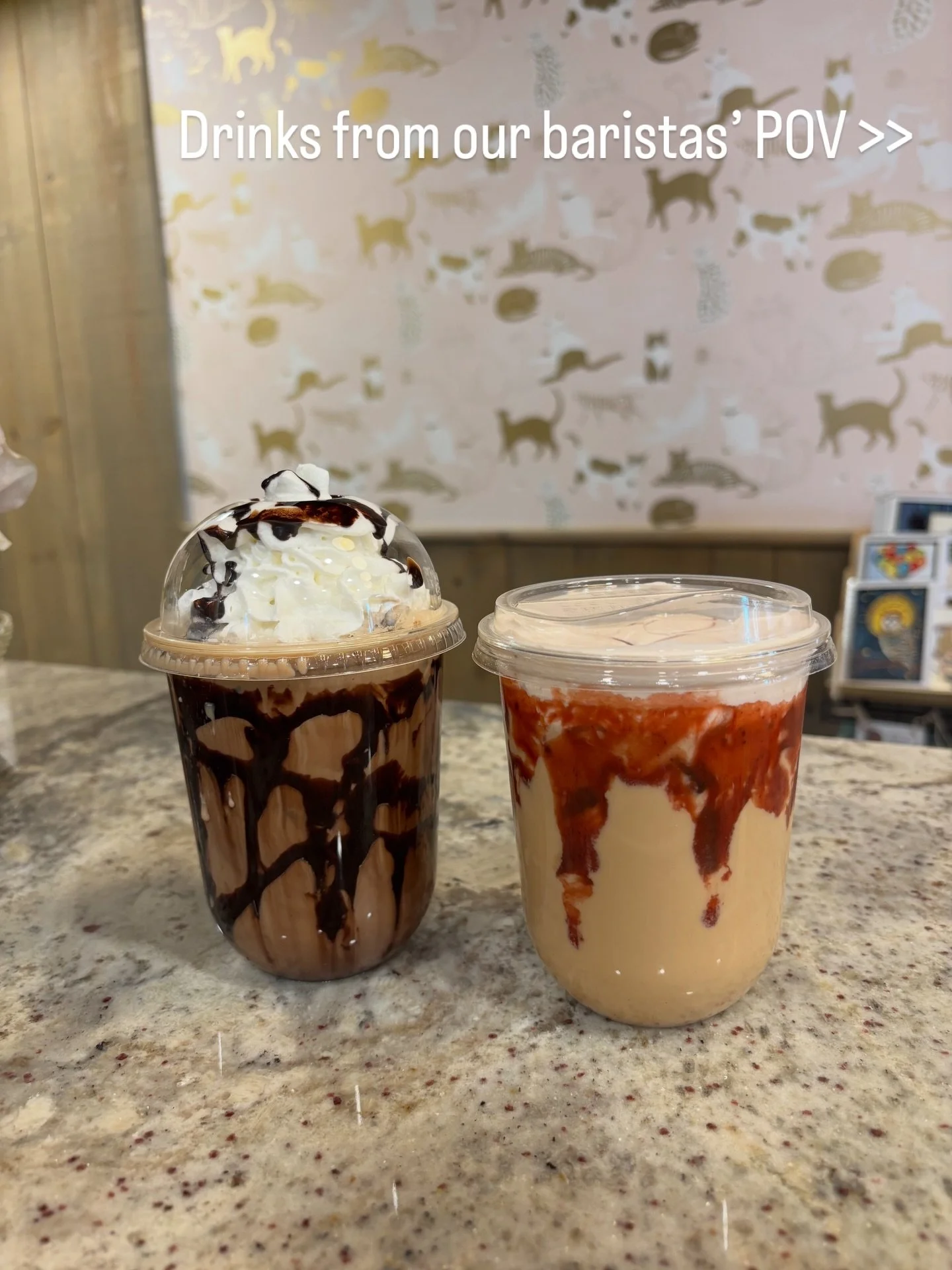 Just some delicious drinks our baristas have made lately 🫶

#catcafe #coffeeshop #specialtydrinks #specialtymenu #icedcoffee