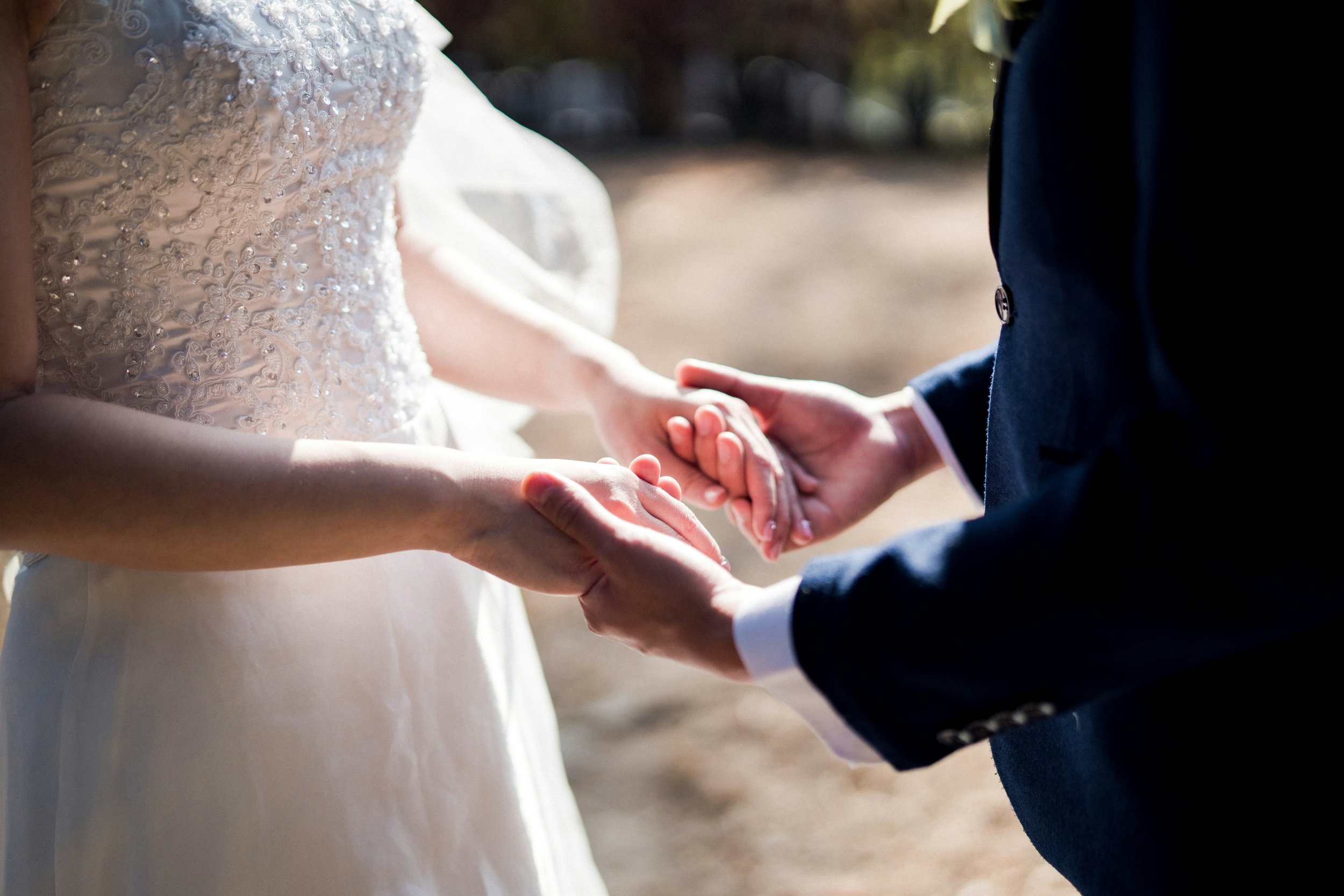 Couple exchanging vows at Blue Note Country Inn, just minutes from Asheville, North Carolina.