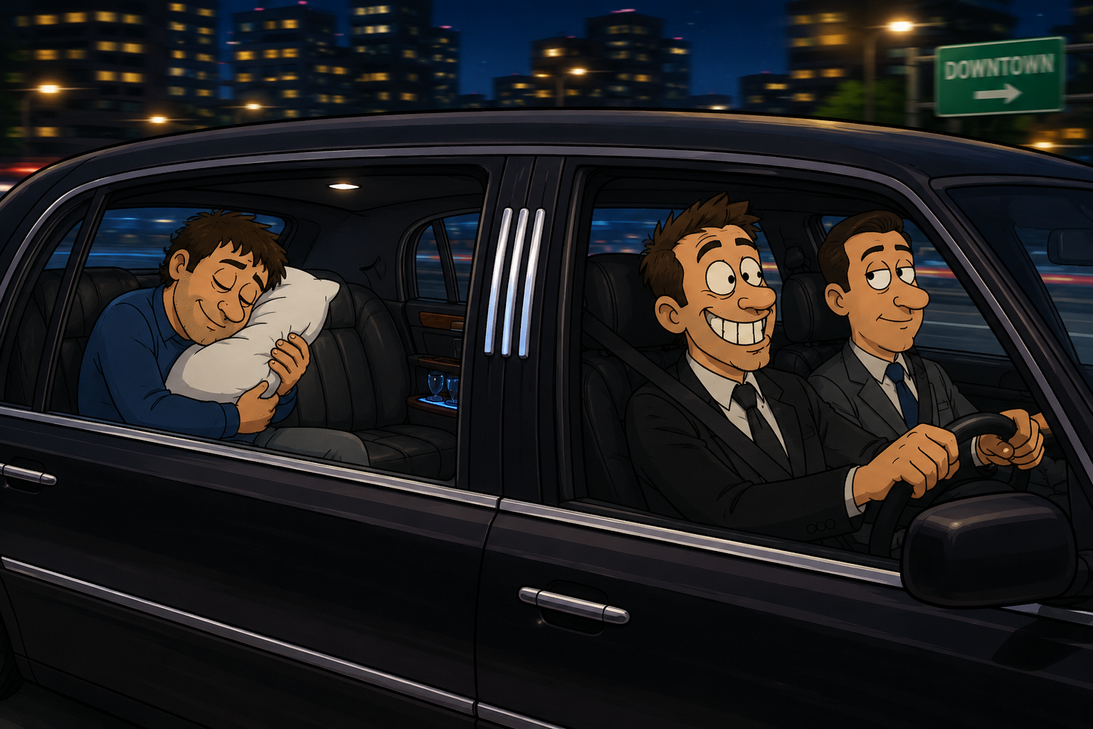 Jim liked driving around town with hazard lights on